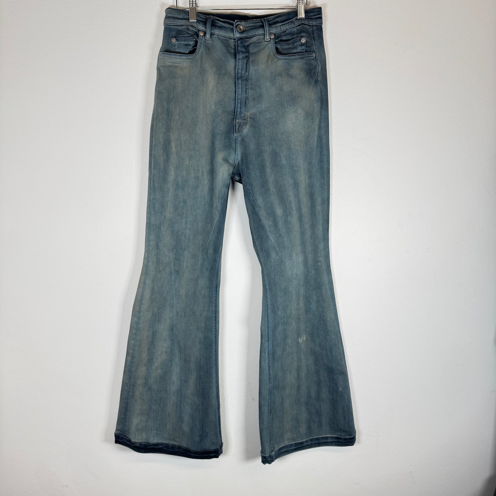 Rick Owens Drkshdw Blue Bias Bolans Bootcut Jeans Size 30