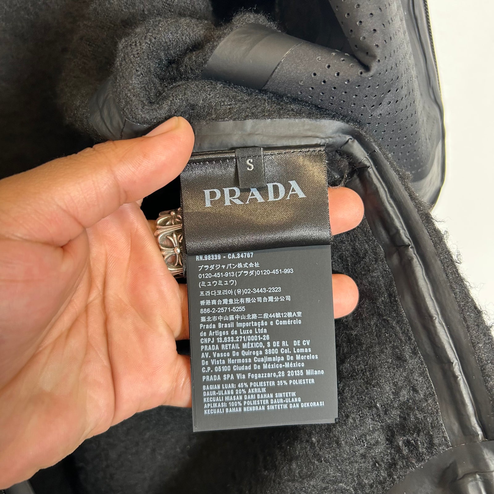 Prada Black Recycled Fleece Technical Jacket Size S