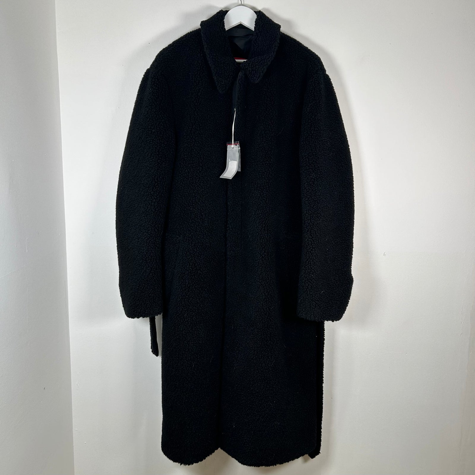 424 Black Wool Zip-Up Trech-Coat Size 48