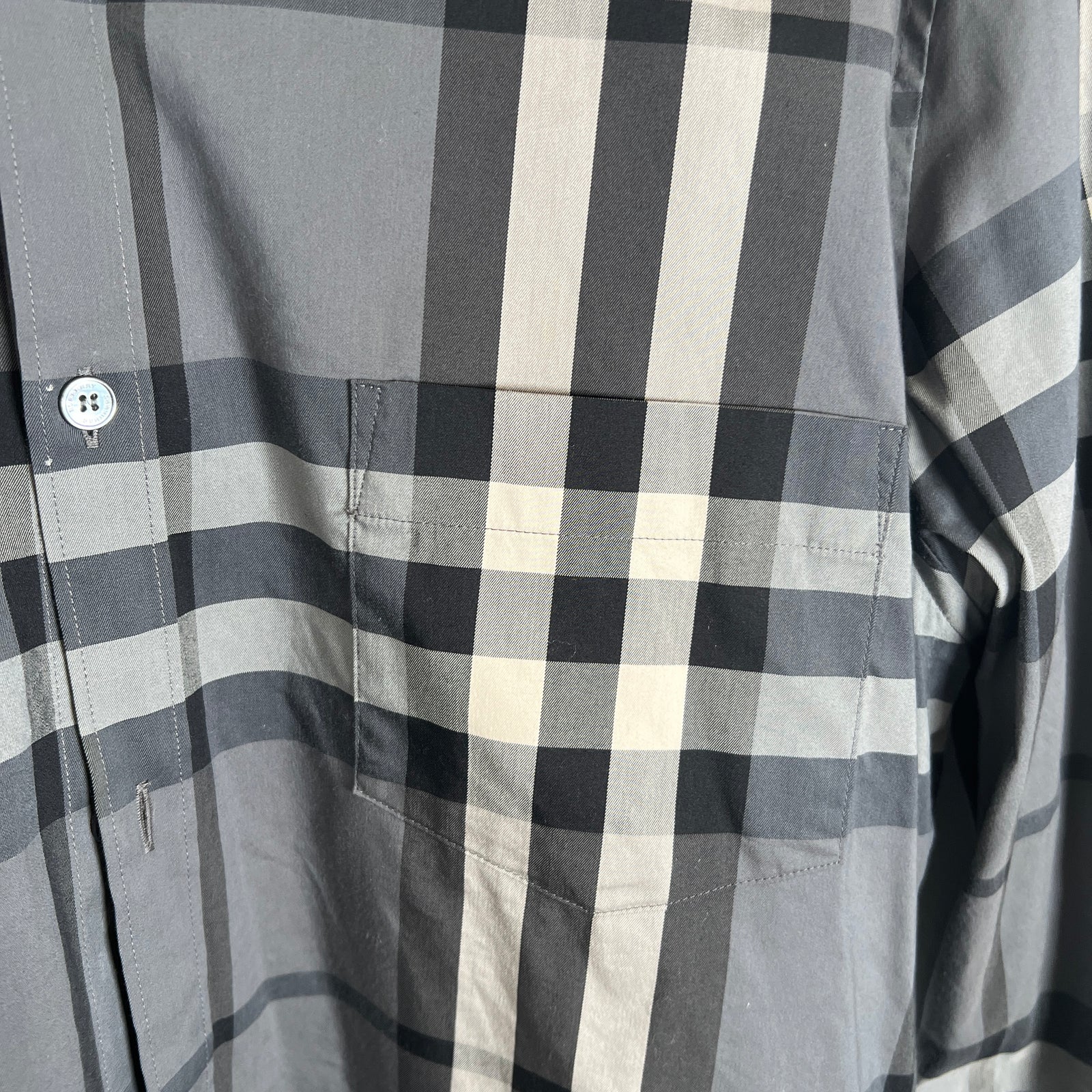 Burberry Grey Plaid Shirt Size XL