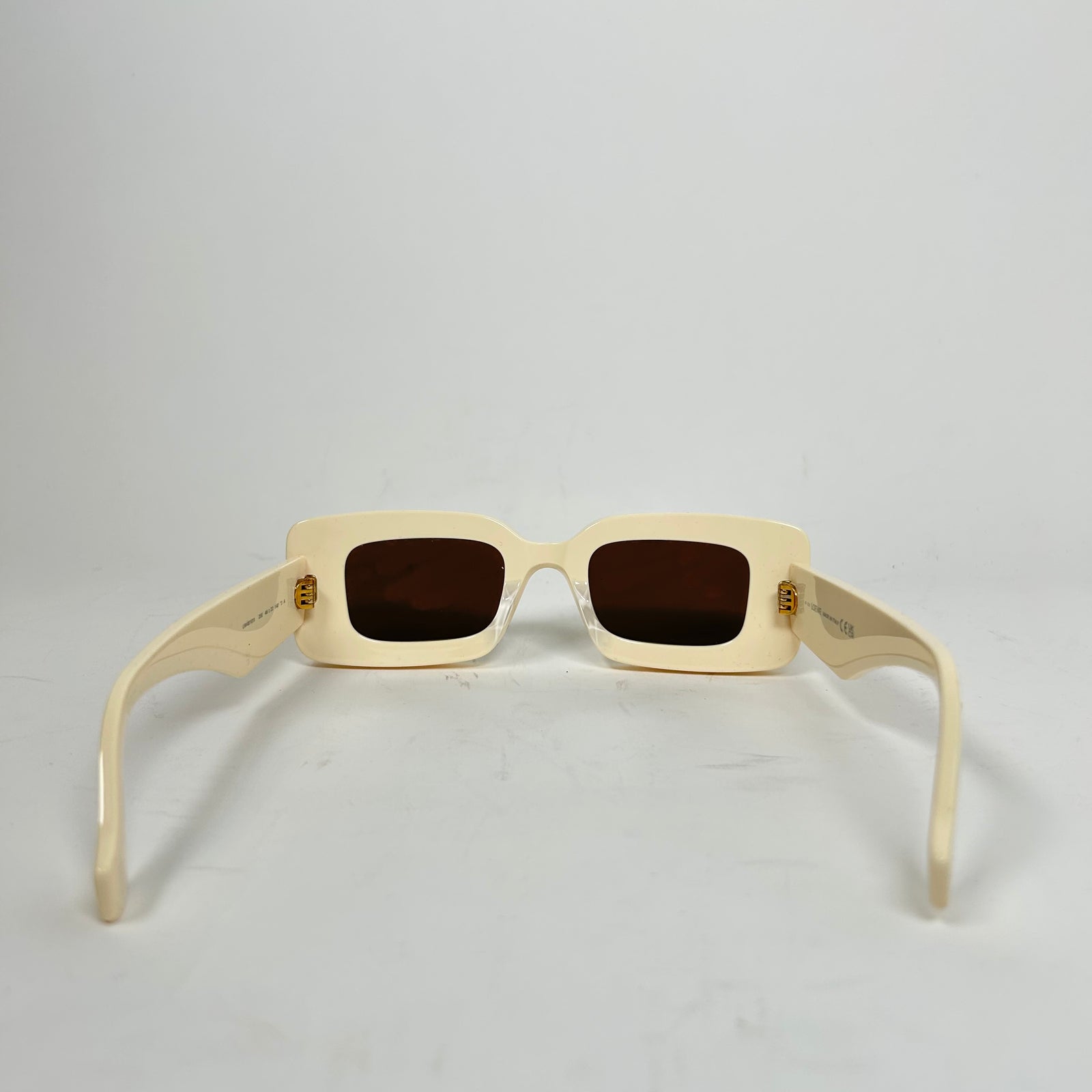 Loewe Ivory/Gold Anagram Rectangular Sunglasses