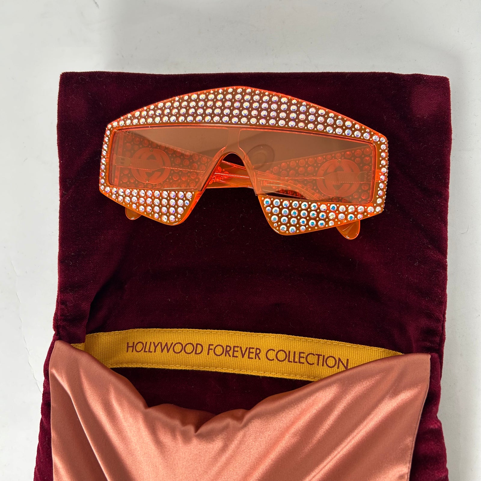 Gucci Shield Orange Crystal Hollywood Forever Sunglasses