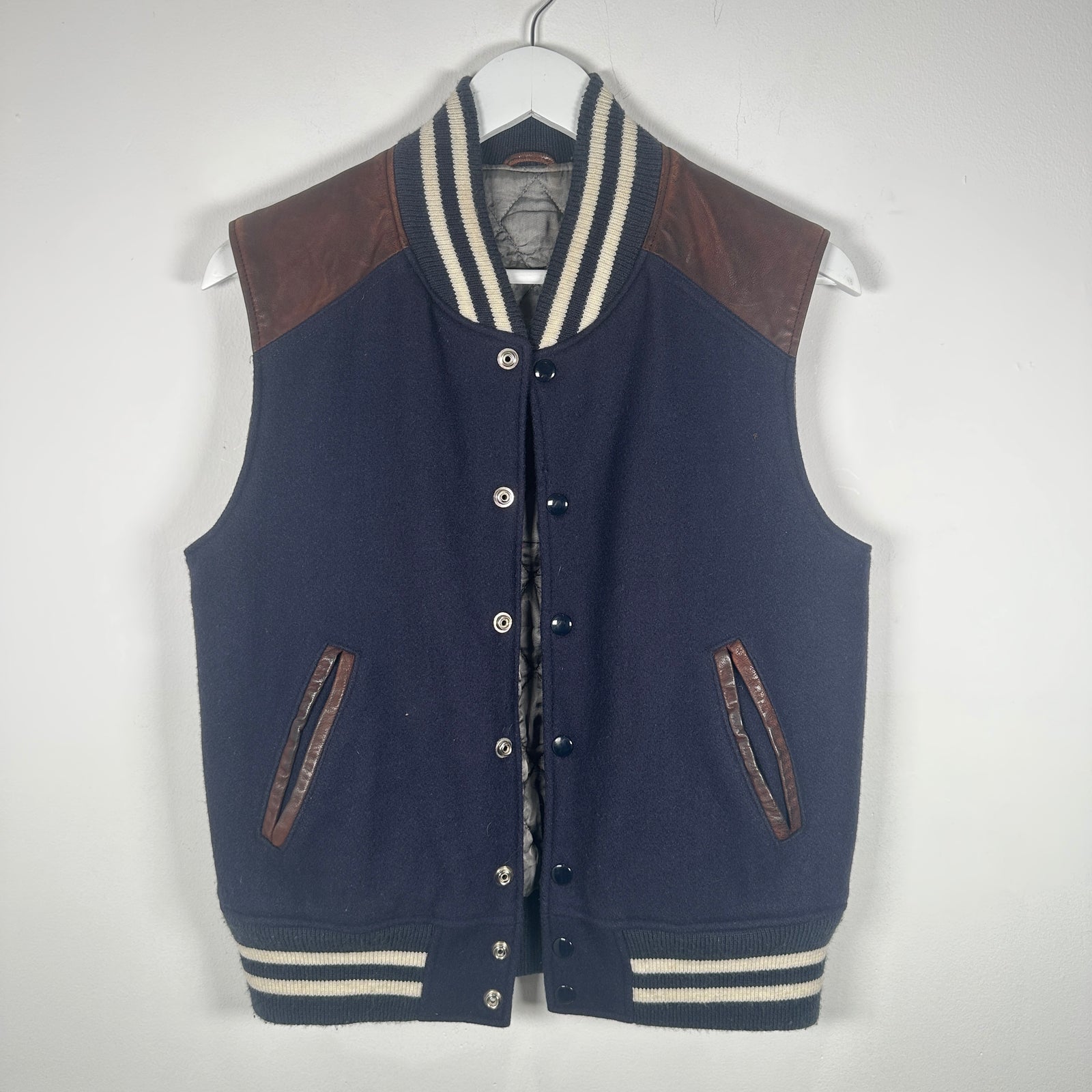 The Brooklyn Circus Navy Wool Varsity Vest Size M