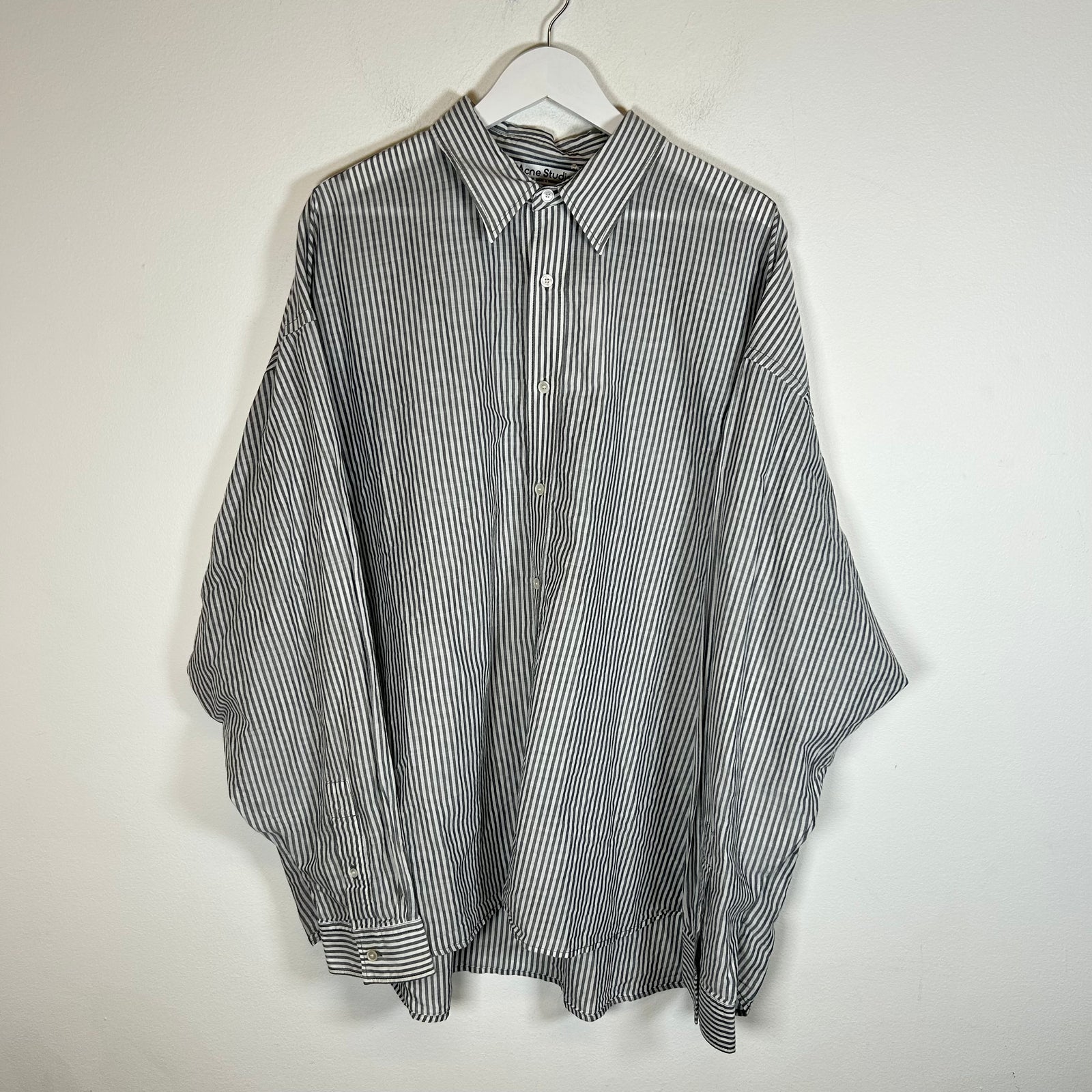 Acne Studios Striped Logo Button-Up Shirt Size L