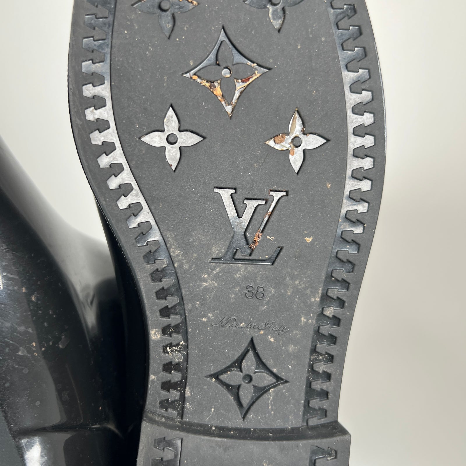 Louis Vuitton Black Monogram Rain Boots Size 38
