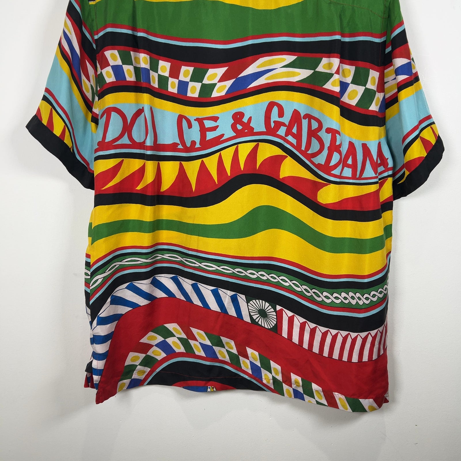 Dolce & Gabbana Carretto Printed Multi Color Silk Shirt