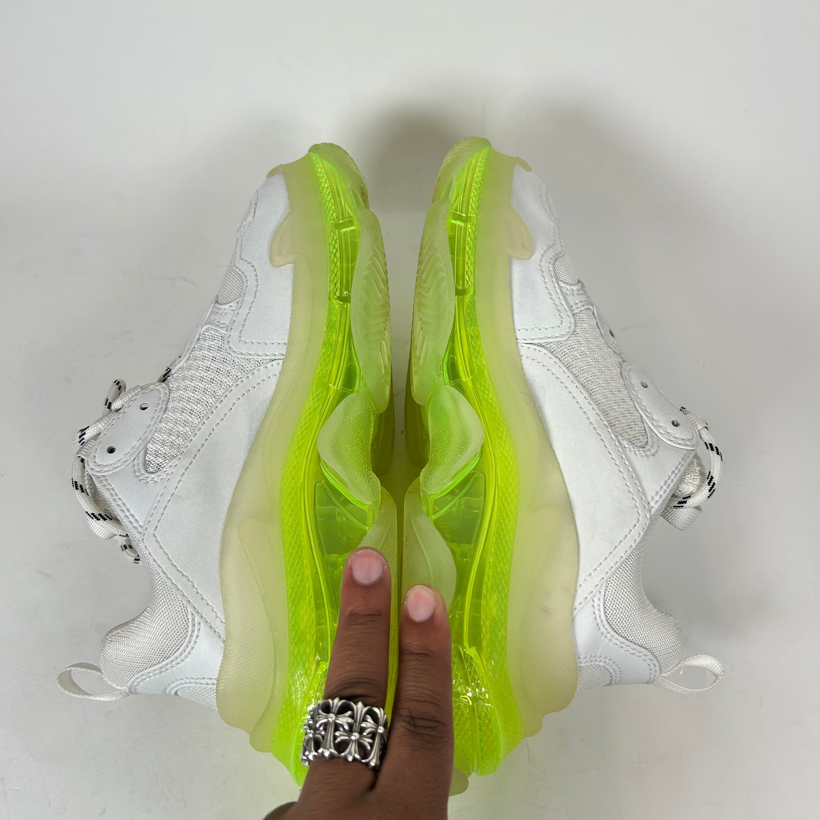 Balenciaga White/Neon Triple S Sneaker Size 38