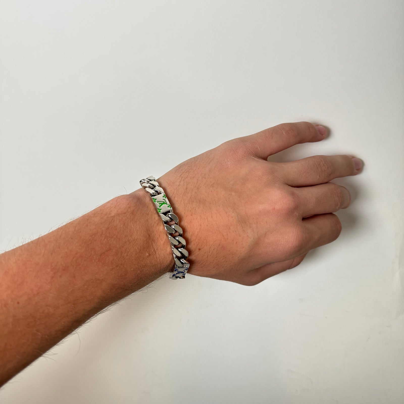 Louis Vuitton Silver Mosaic Bracelet Size 8
