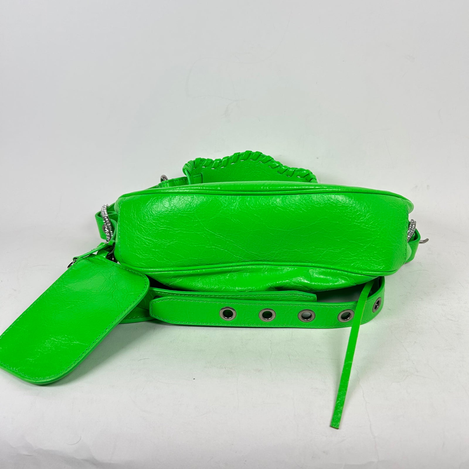 Balenciaga Lime Green Crystal Le Cagole Shoulder Bag