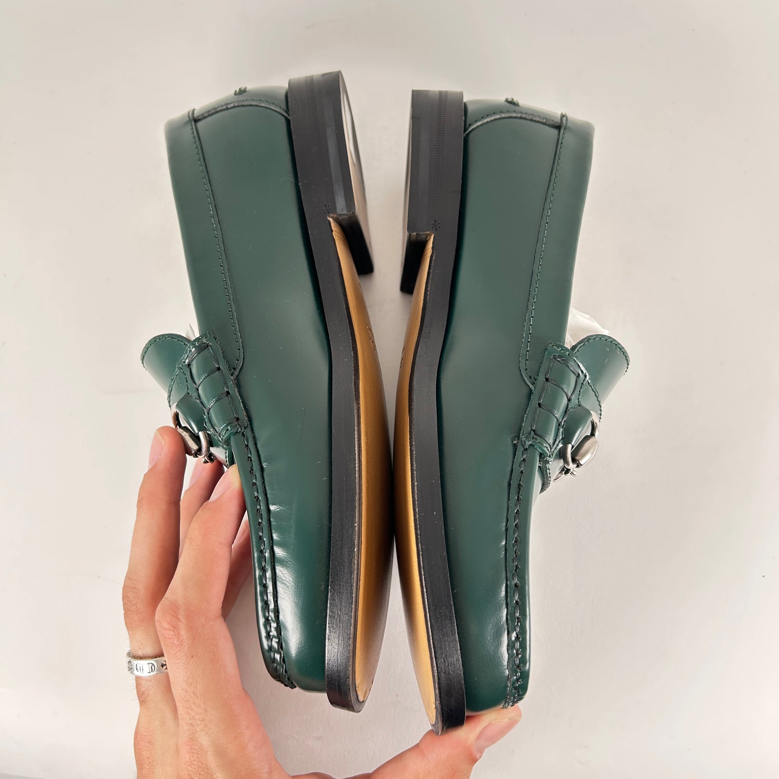 Gucci Horsebit Green Leather Derbys Size 5.5