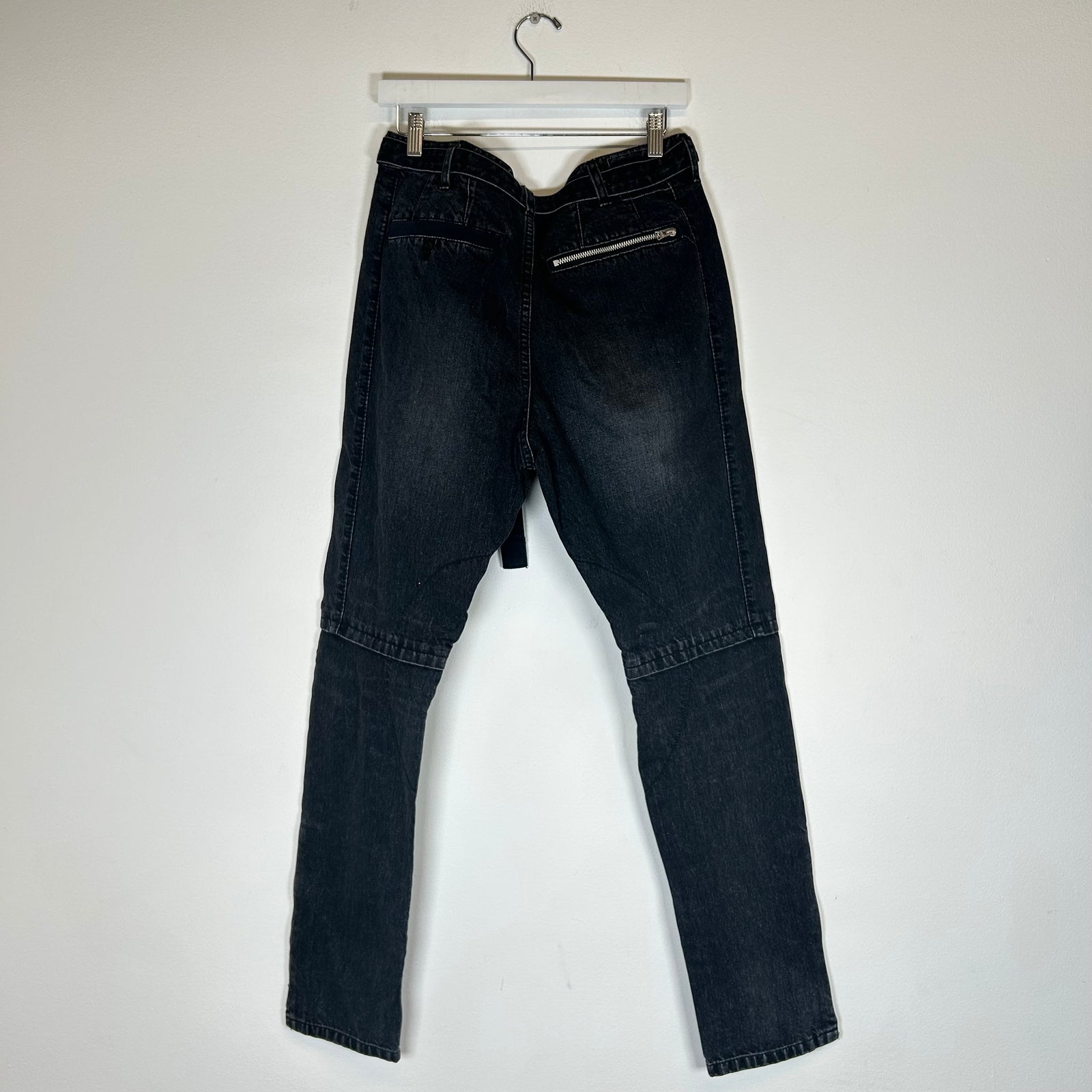 Sacai Black Washed Zipper Denim Jeans 32