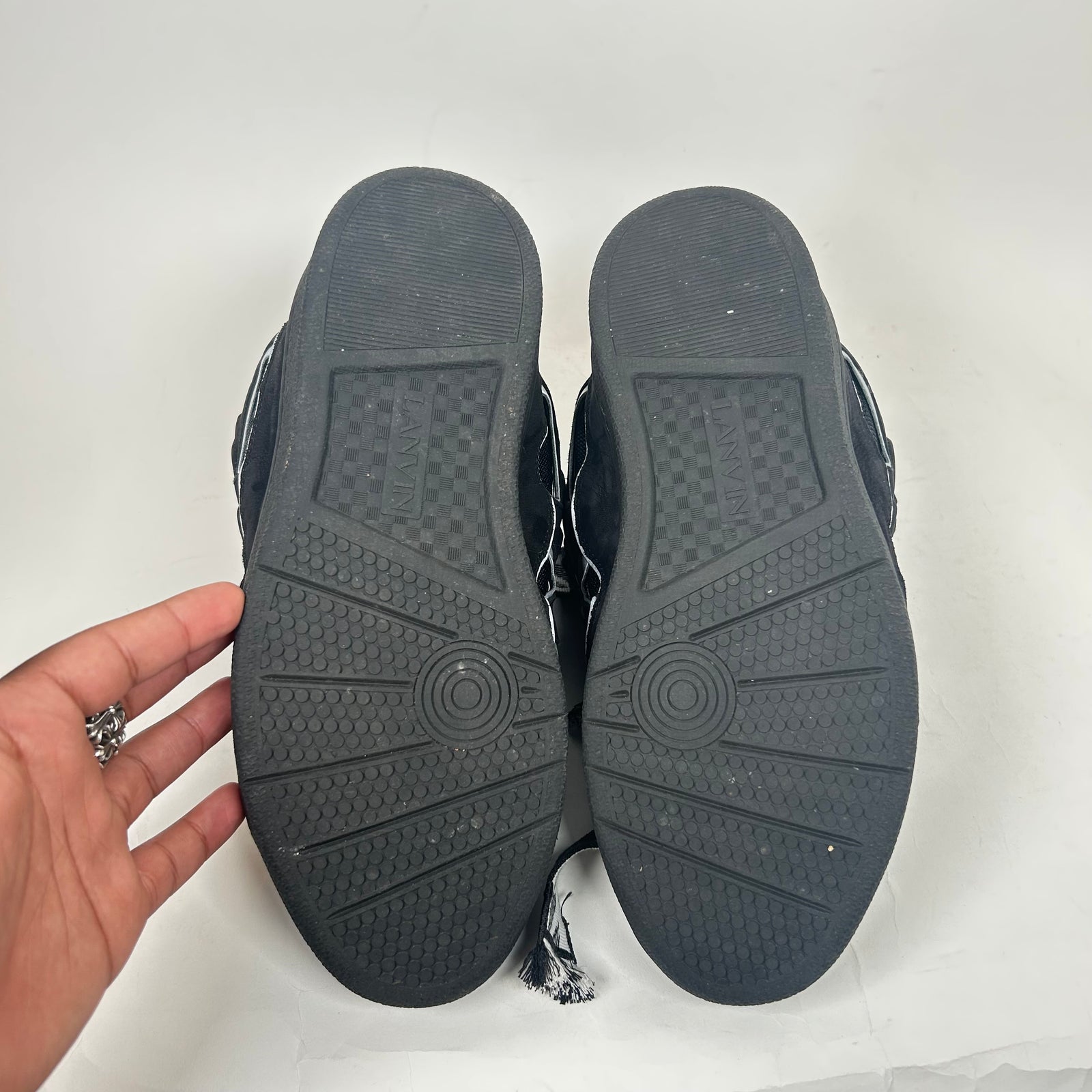 Lanvin Black Reflective Curb Sneakers Size 42