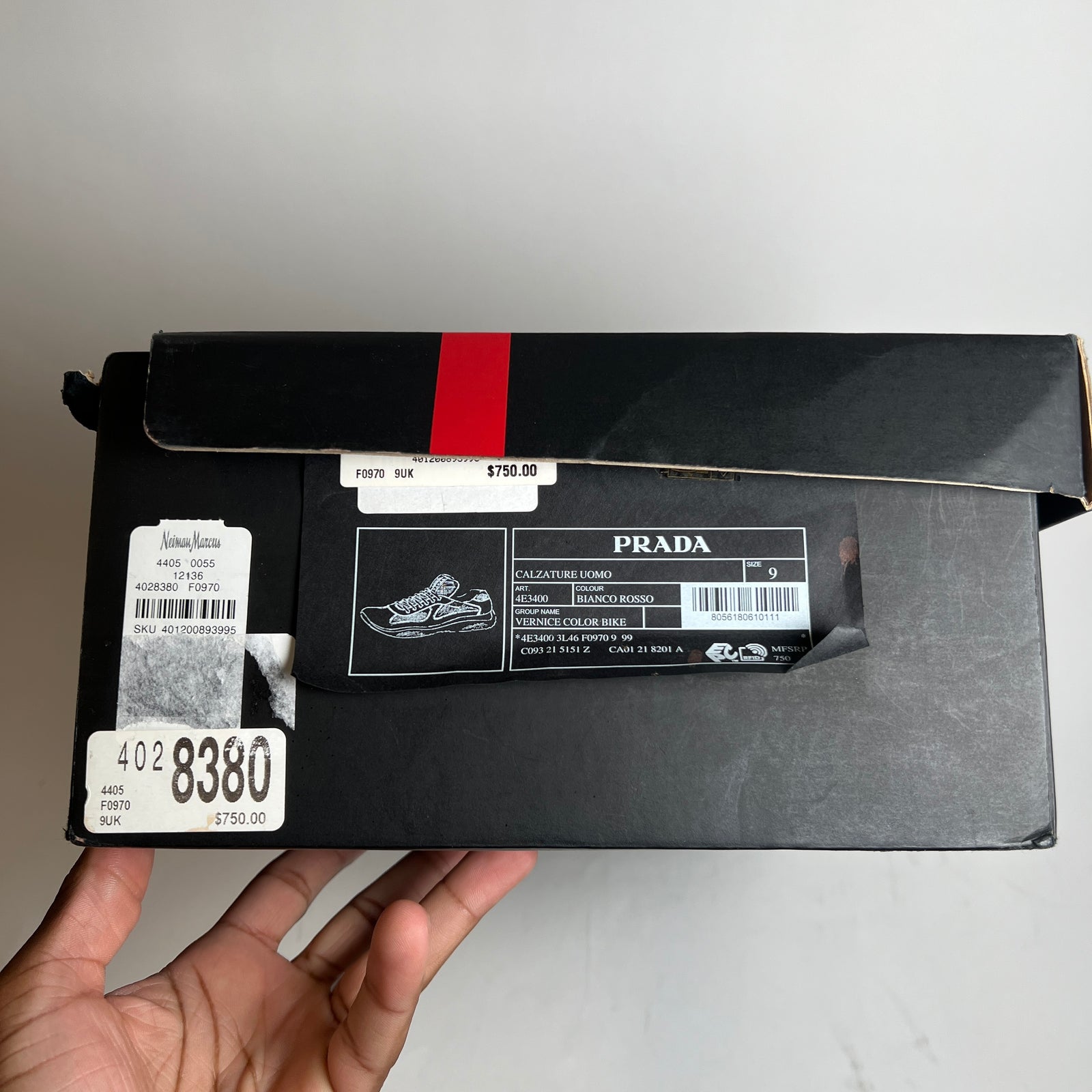 Prada White/Red Patent America Cups Size 9