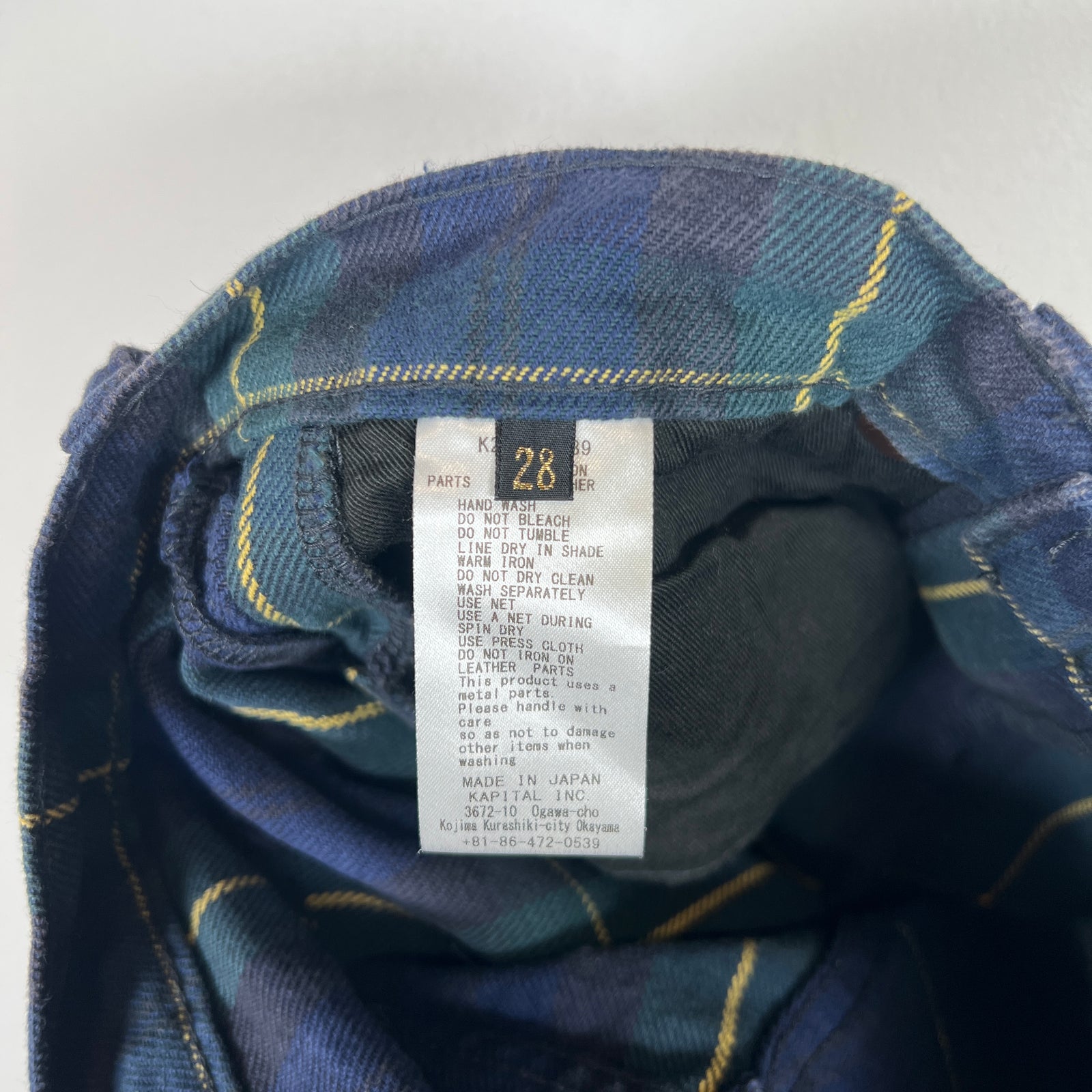 Kapital Tartan Check Monkey Cisco Studded Jeans Size 28