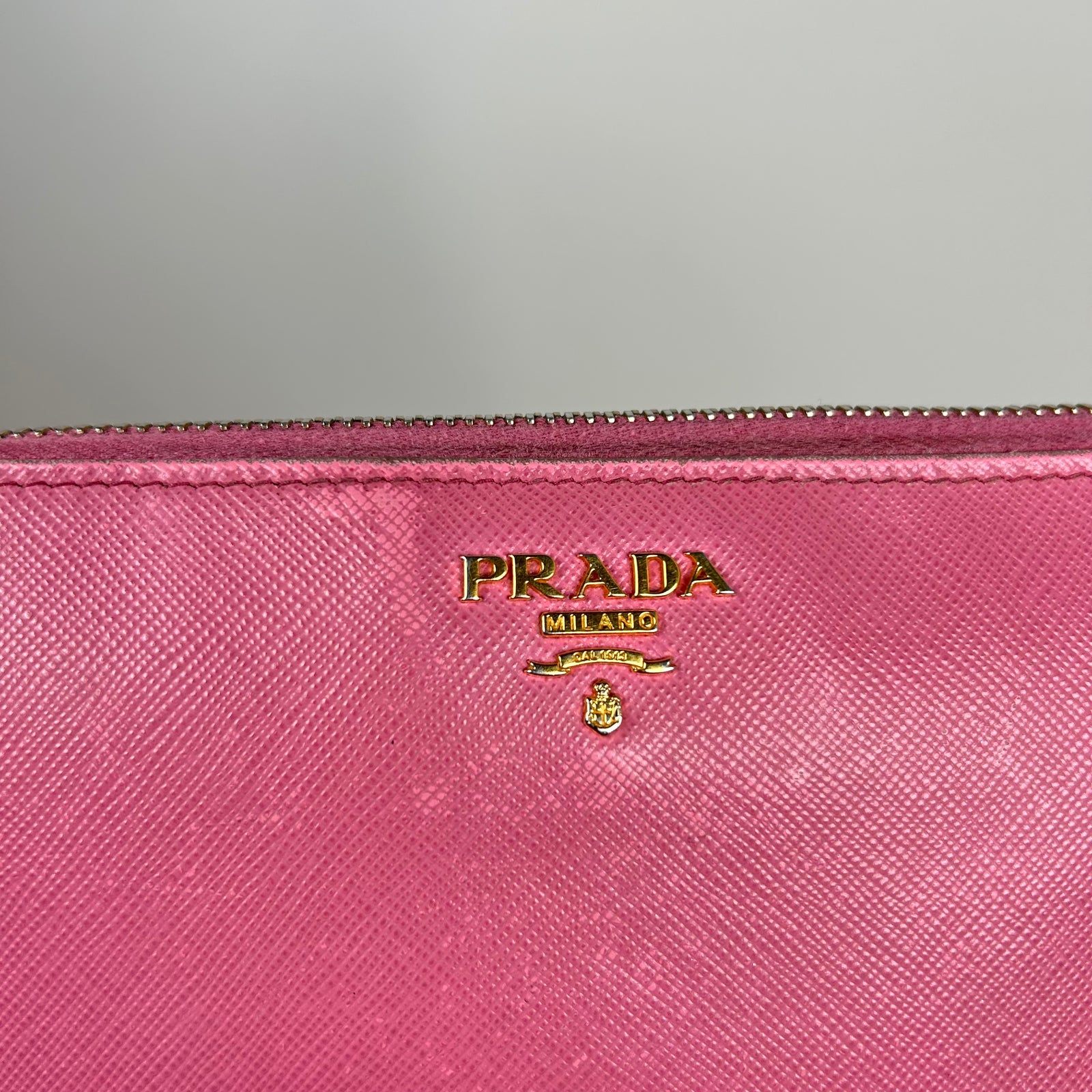 Prada Pink Saffiano Zip-Around Wallet