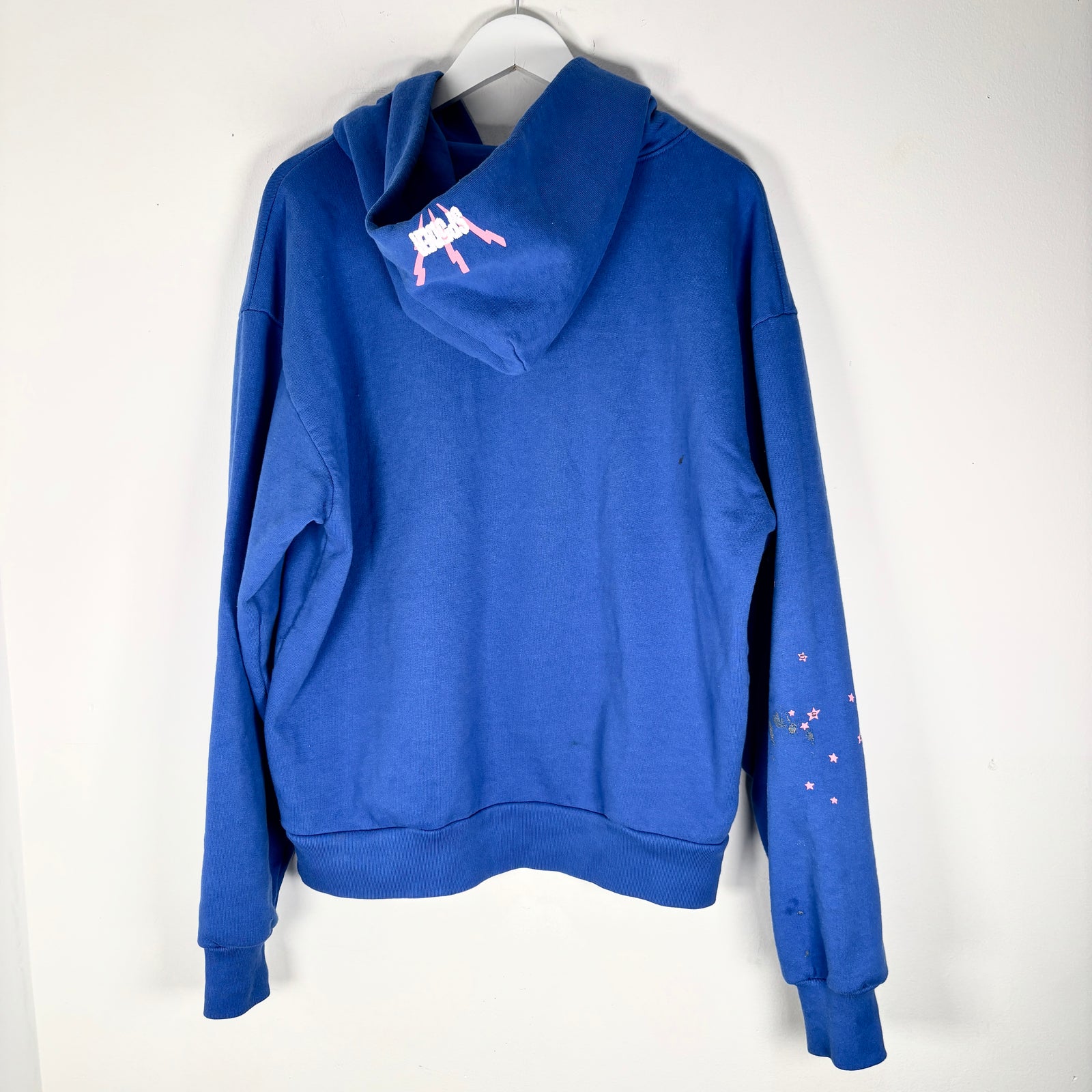 Sp5der Blue '555' Graphic Hoodie Size M