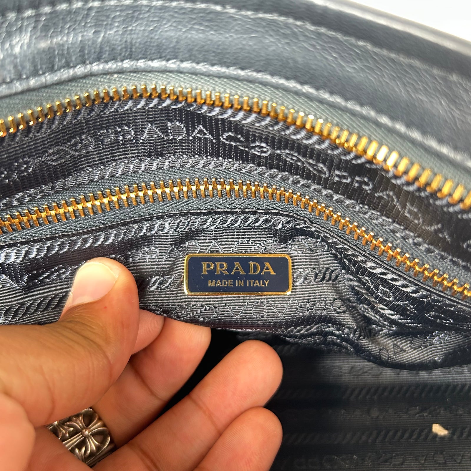 Prada Blue Medium Bonnie Belted Top Handle Bag