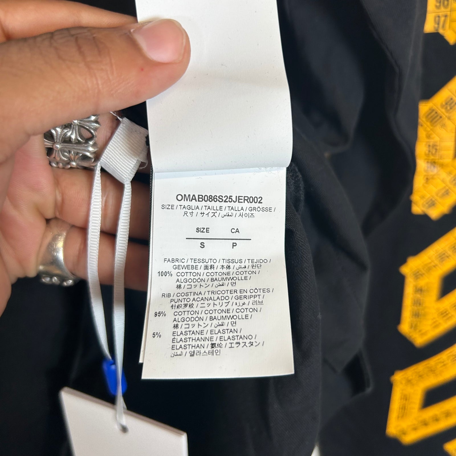 Off-White Black/Yellow Tape Measure Arrows Longsleeve Size S