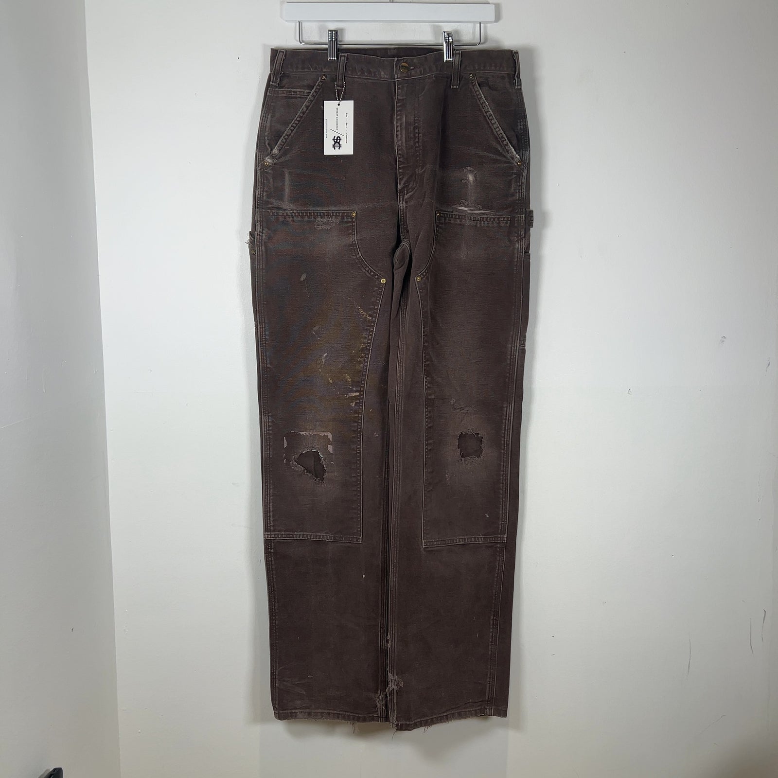 Carhartt Faded Brown Distressed 'Double Knee' Carpenter Pants
