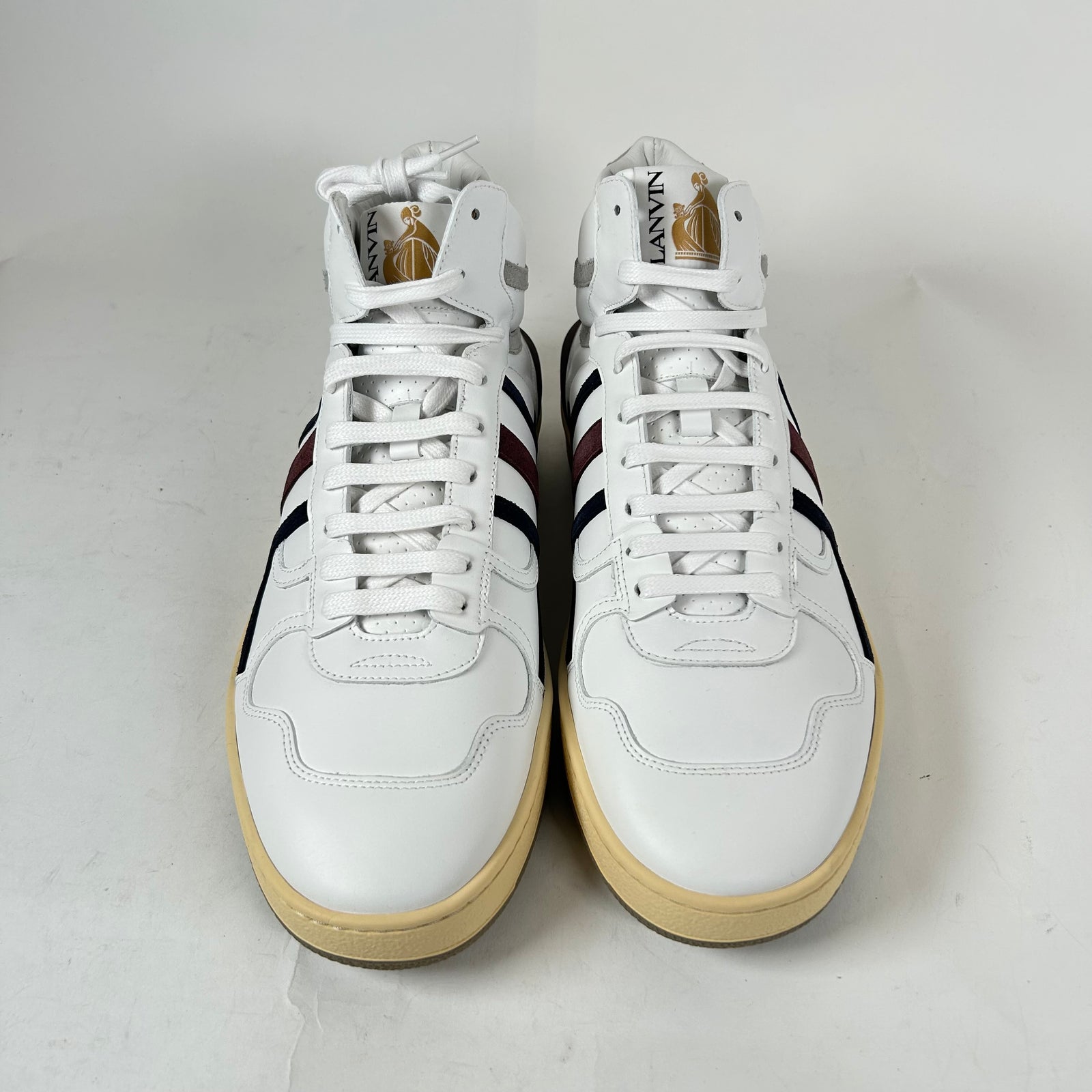 Lanvin x A Ma Maniere White/Maroon Clay High-Top Sneaker Size 43