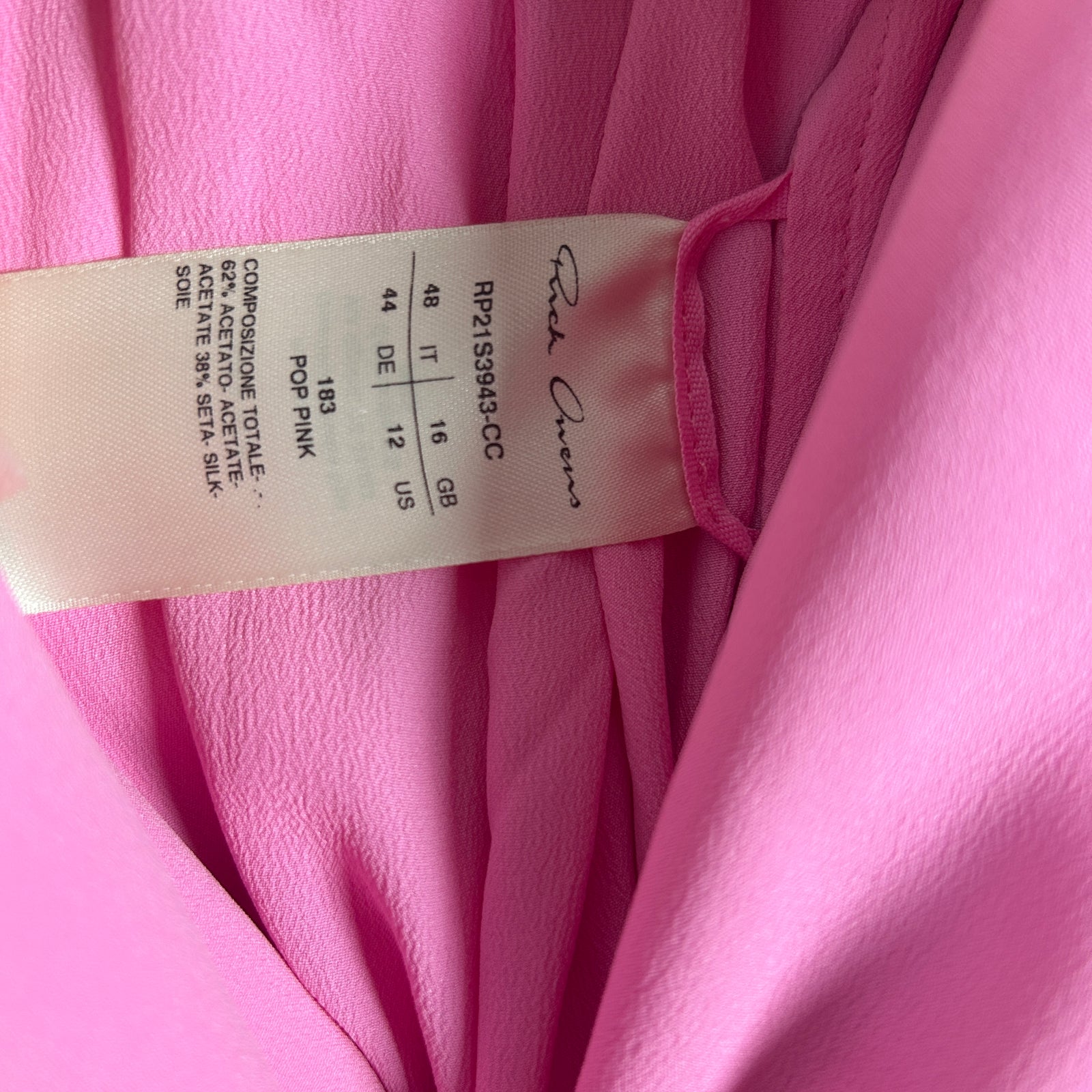 Rick Owens Phlegethon SS21 Pink Silk Trench Style Jacket Size M