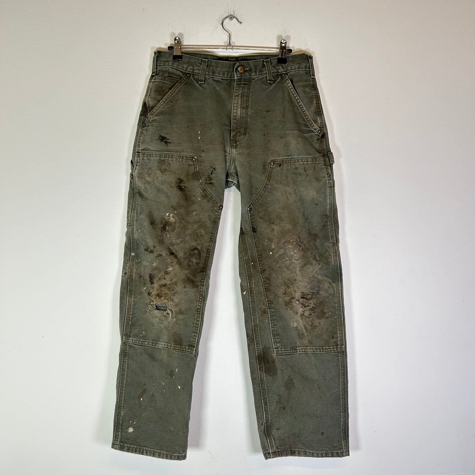 Carhartt Olive Thrashed Double Knee Carpenter Pants
