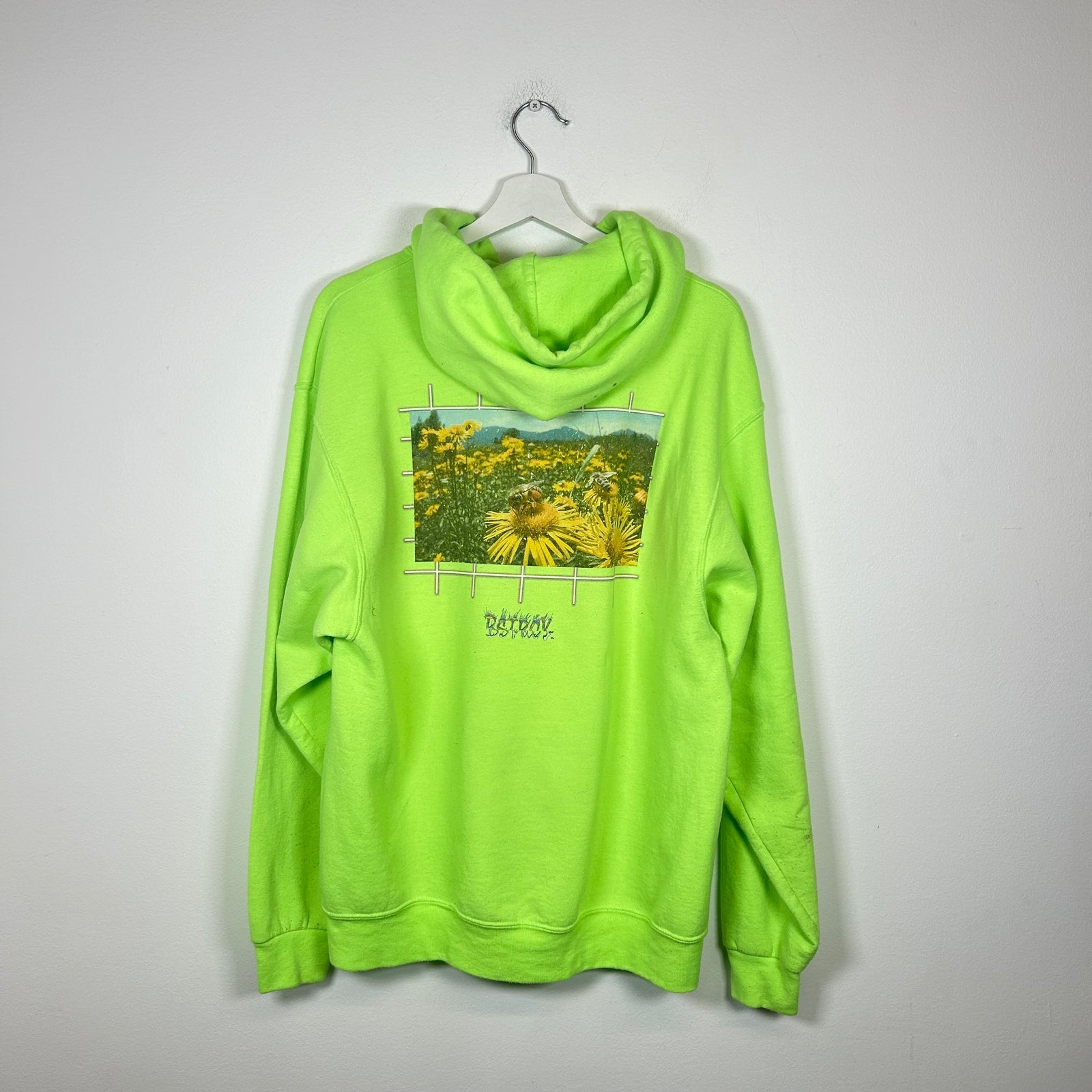 Bstroy Lime Green Bumble Bee Hoodie Size L