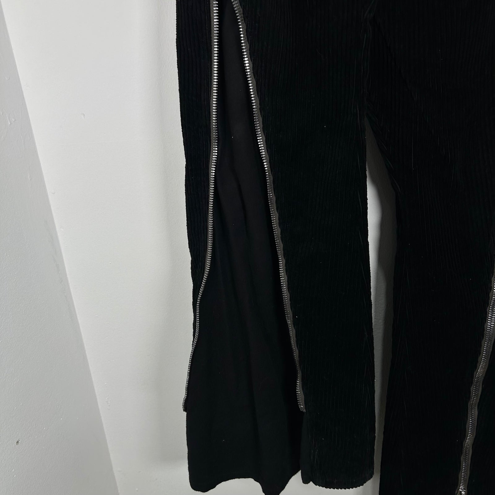 Rick Owens Bolan Banana Black Corduroy Wide-Leg Pants Size 30