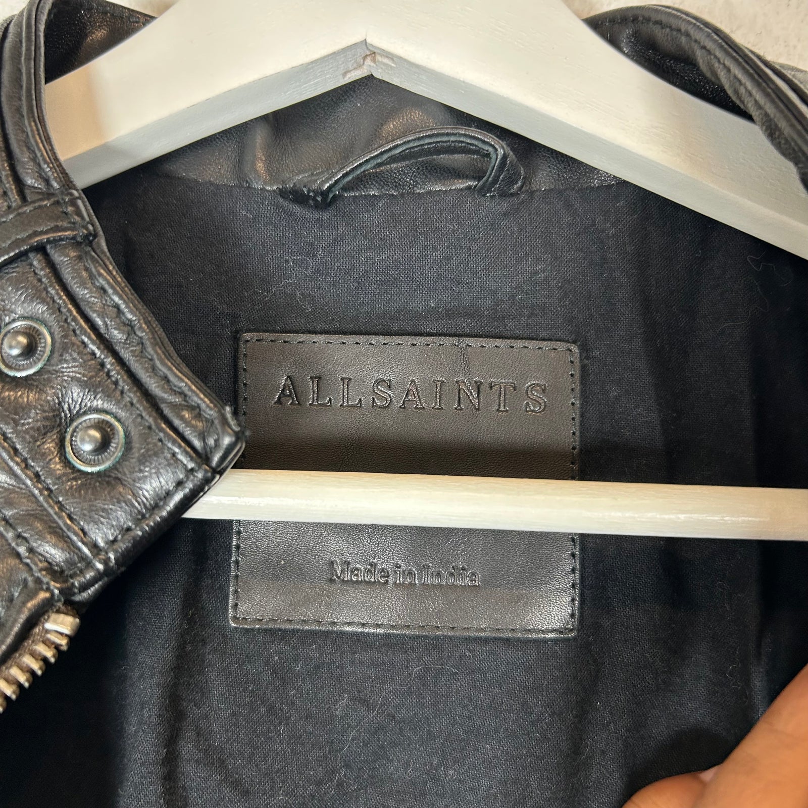 All Saints Black Cora Leather Jacket Size S