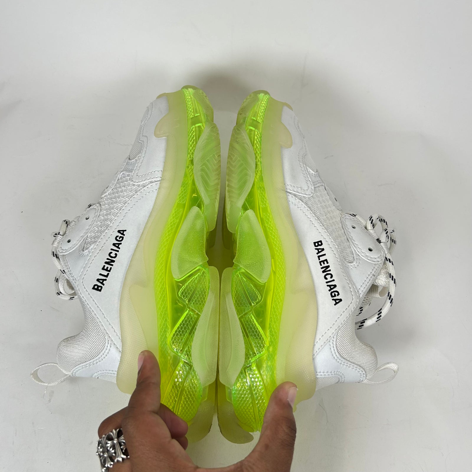Balenciaga White/Neon Triple S Sneaker Size 38