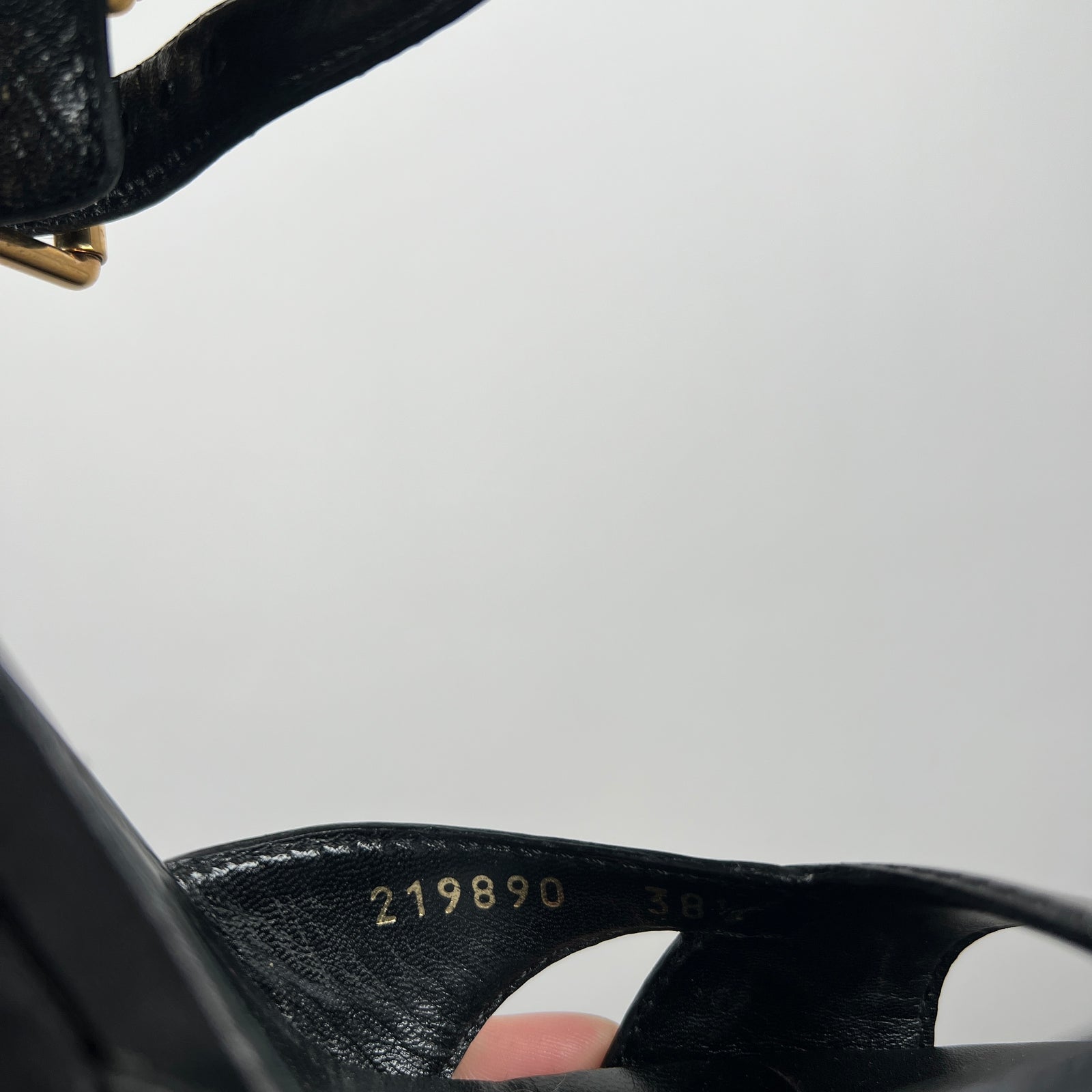 Gucci Black/Gold Lifford Platform Sandal Heels Size 38.5