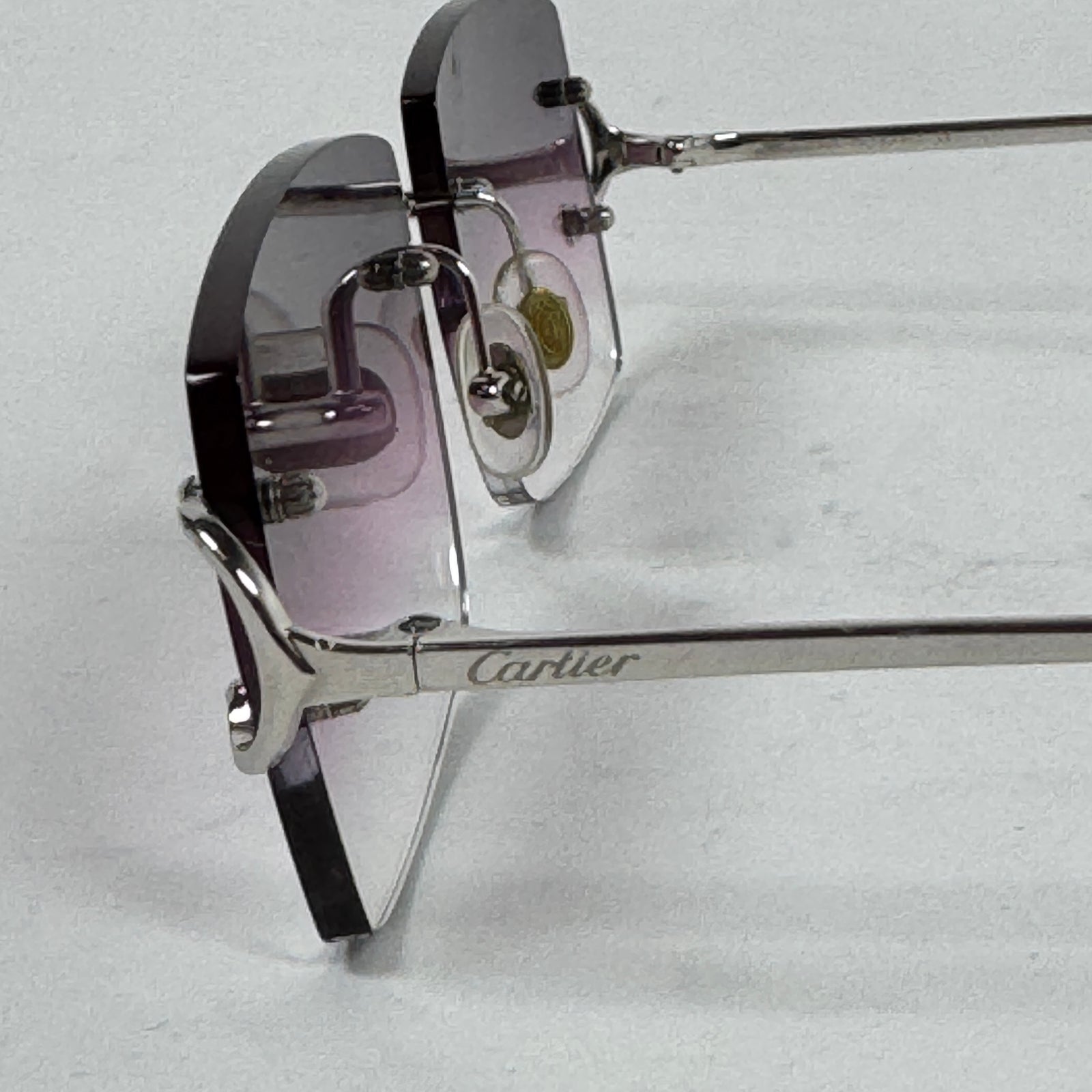 Cartier Silver Rectangle Rimless Glasses