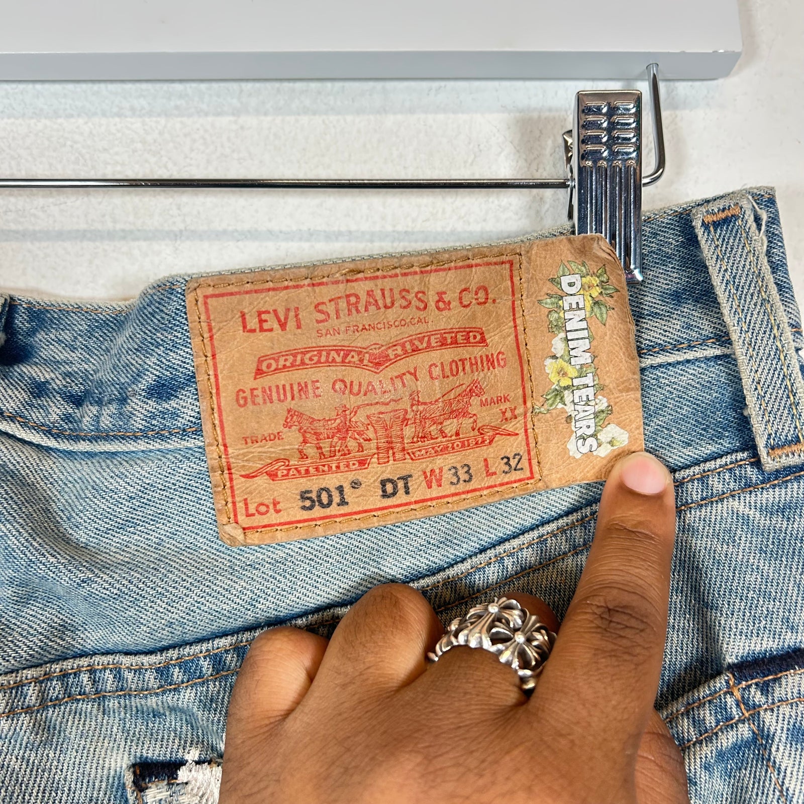 Denim Tear x Virgil Abloh Lightwash “Message In A Tear” Wreath Jeans Size 33
