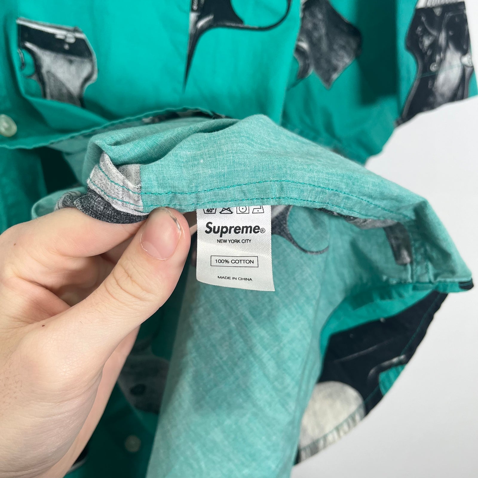 Supreme SS13 'Guns' Green Button-Up Size L