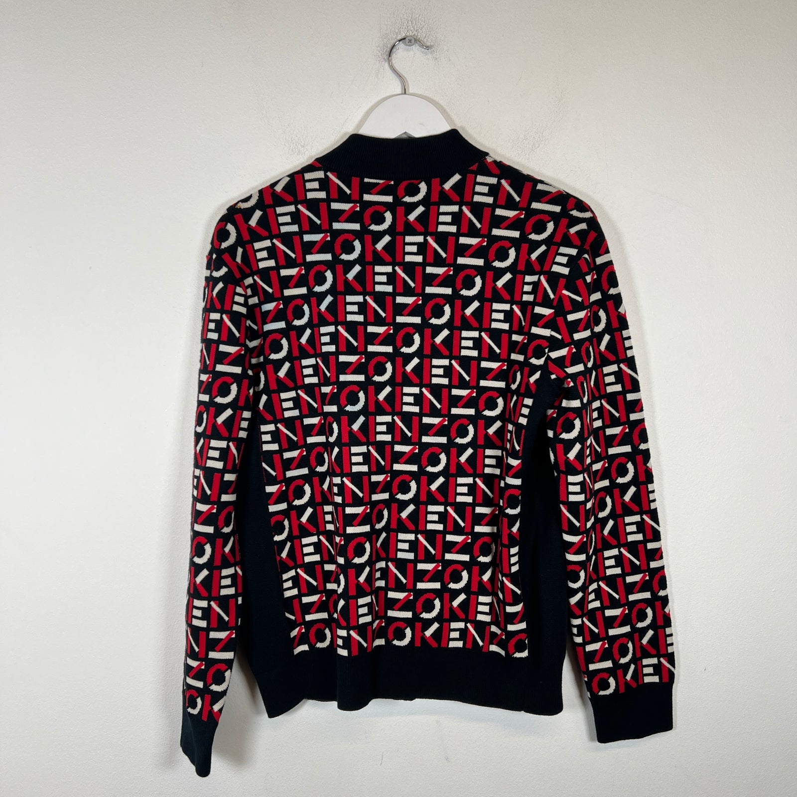 Kenzo Red/Black Monogram Knit Jacket Size S