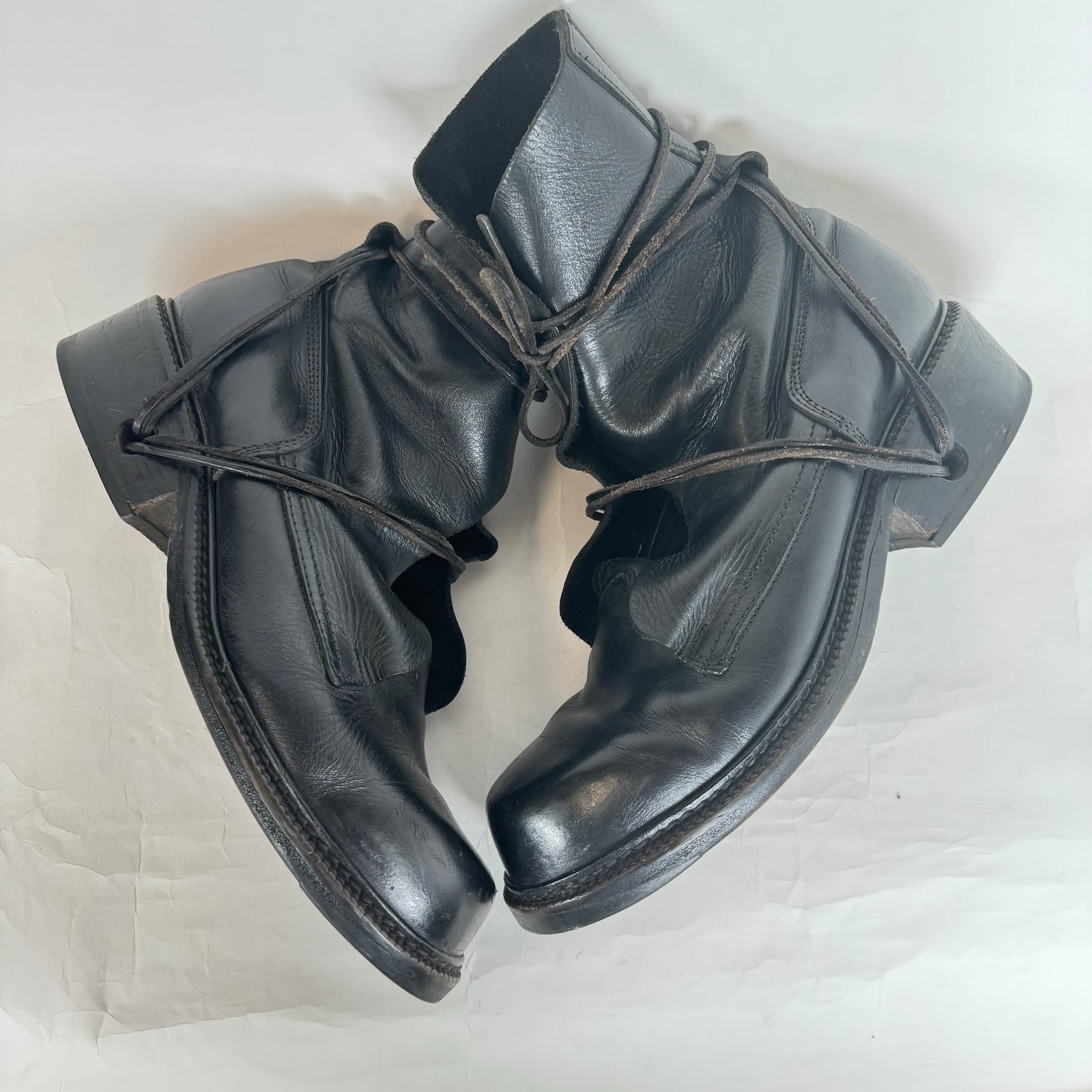 Dirk Bikkemburgs Black Leather Lace Through Heel Boots Size 44
