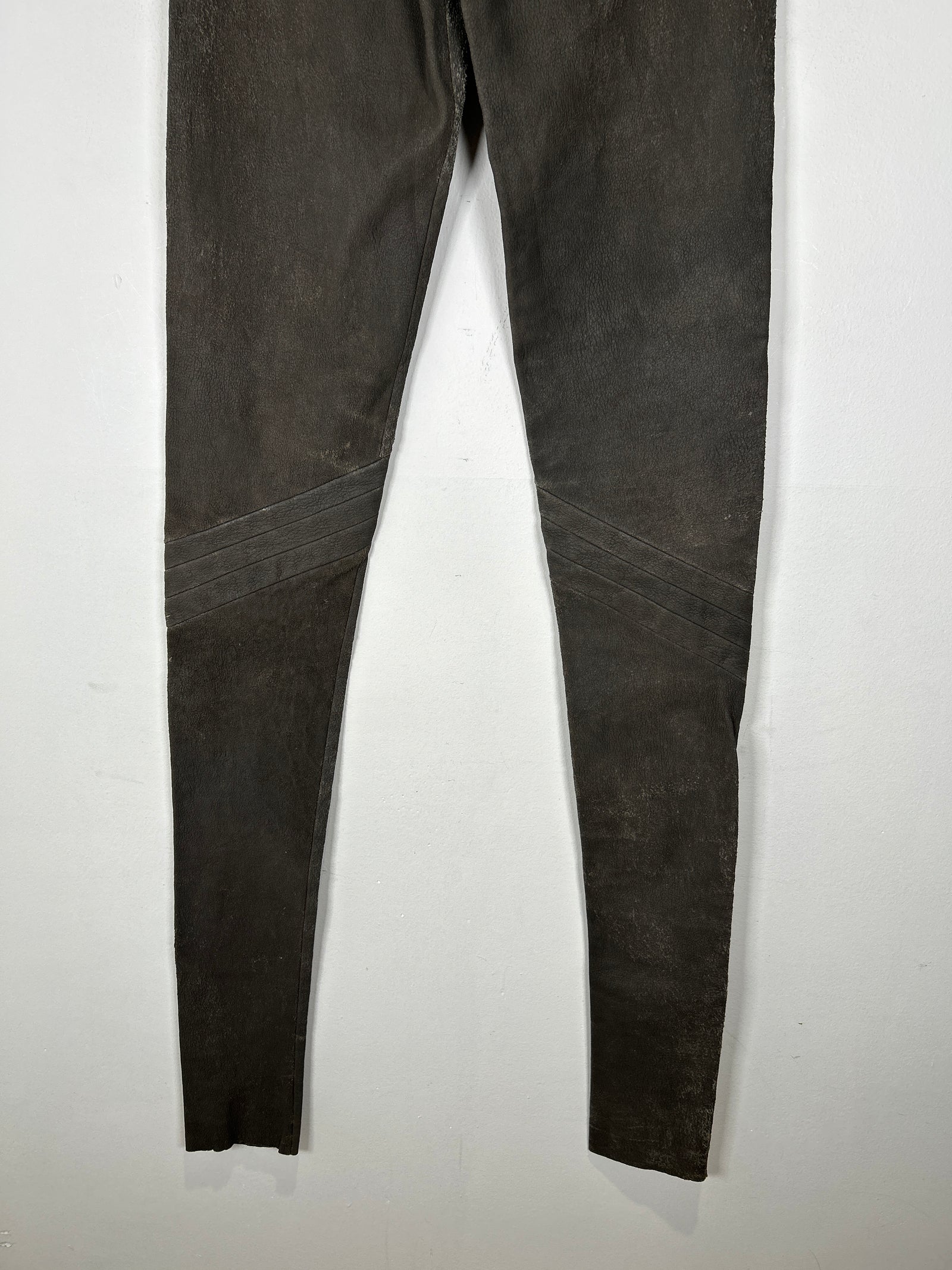 Rick Owens FW11 Limo Dust Blistered Leather Biker Leggings
