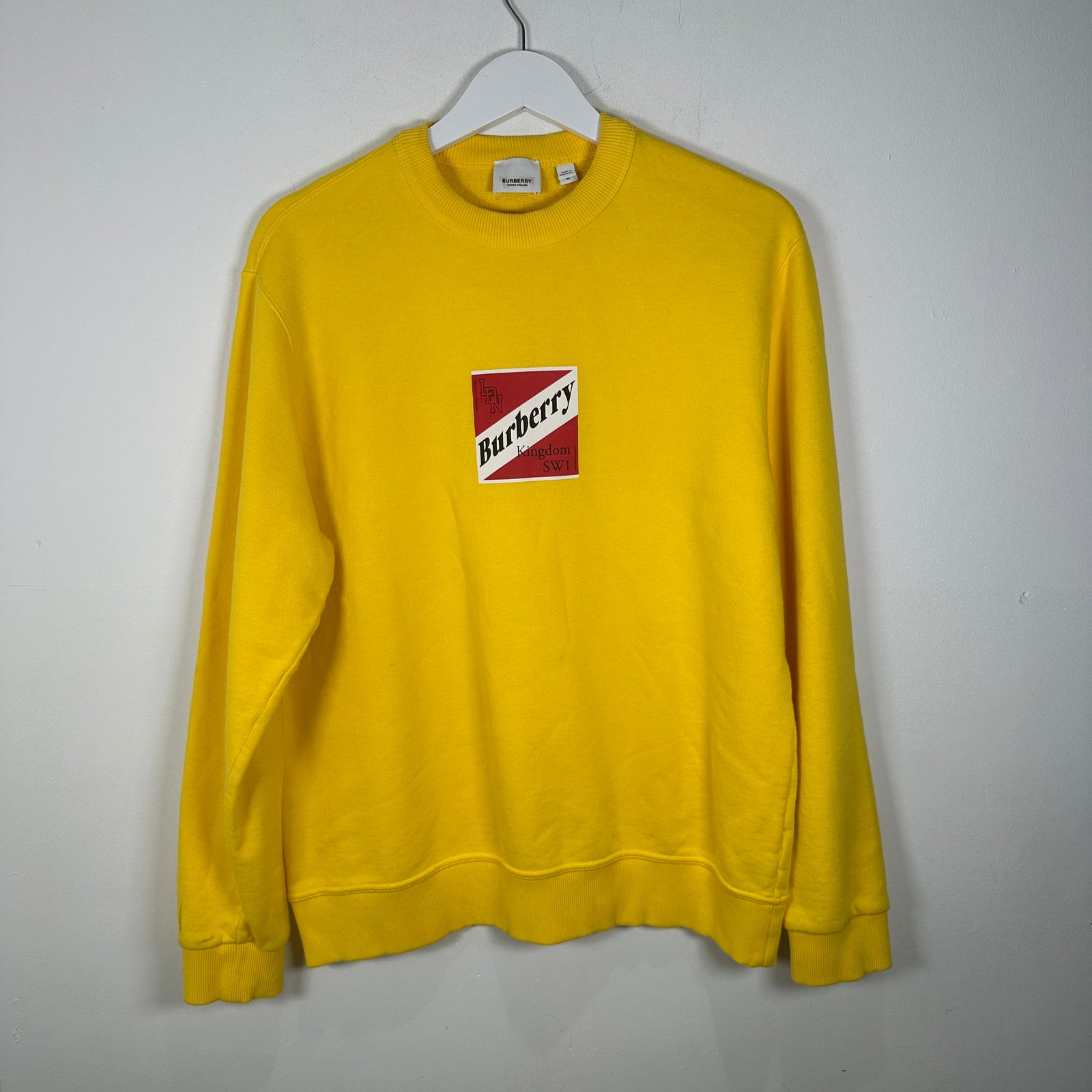 Burberry Yellow 'Kingdom' Logo Crewneck Size M