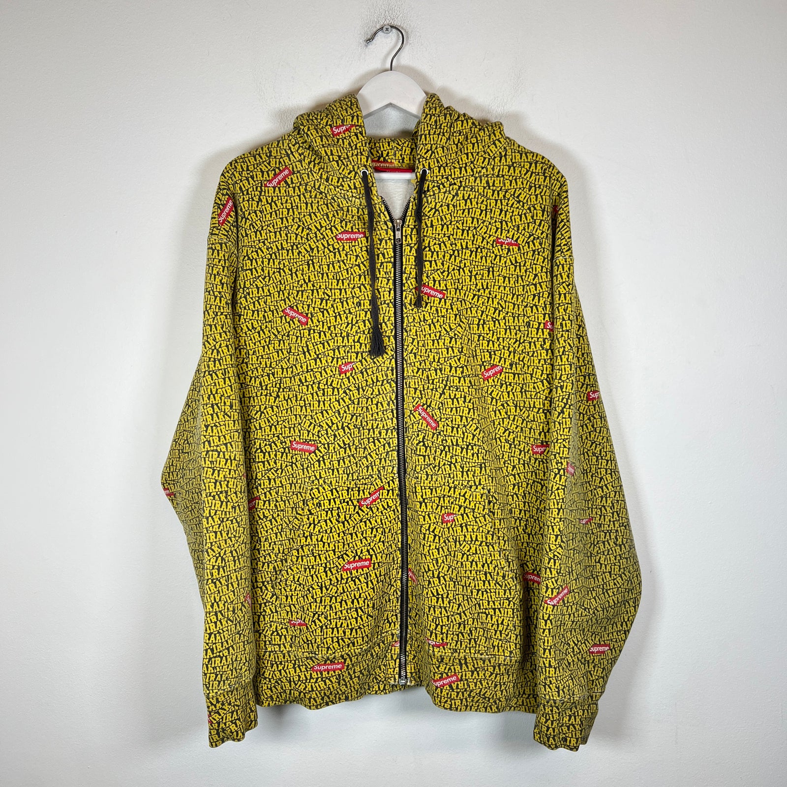 Supreme x IRAK Yellow Zip-Up Hoodie Size XL