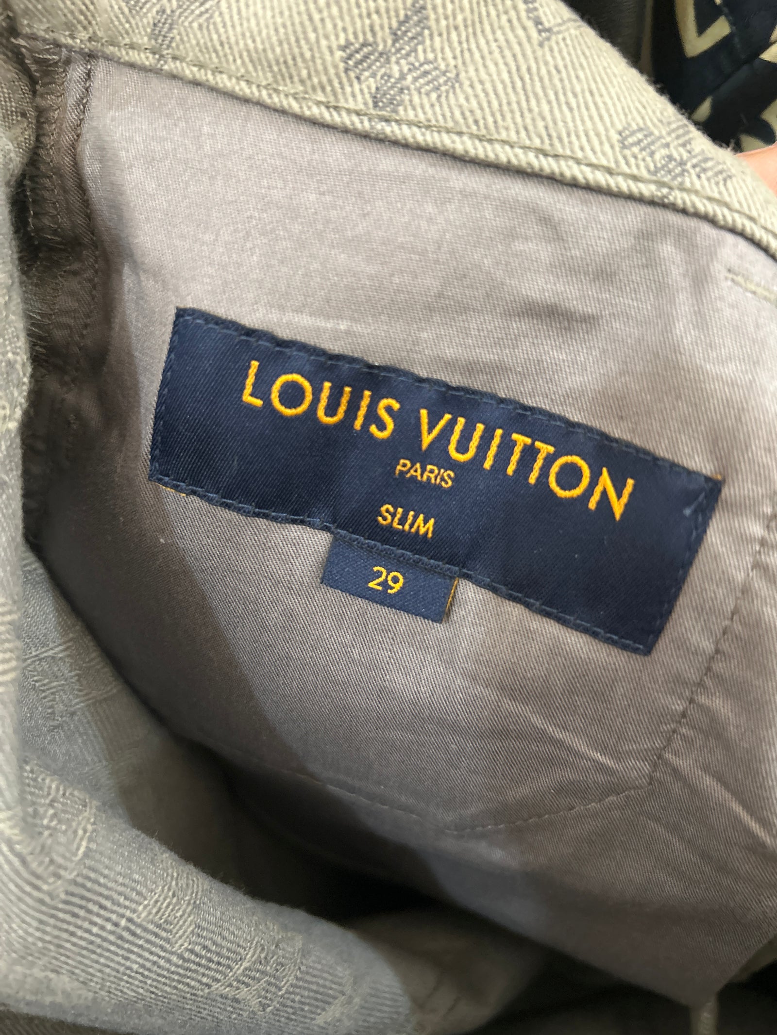 Louis Vuitton Grey Monogram Logo Slim Jeans Size 29