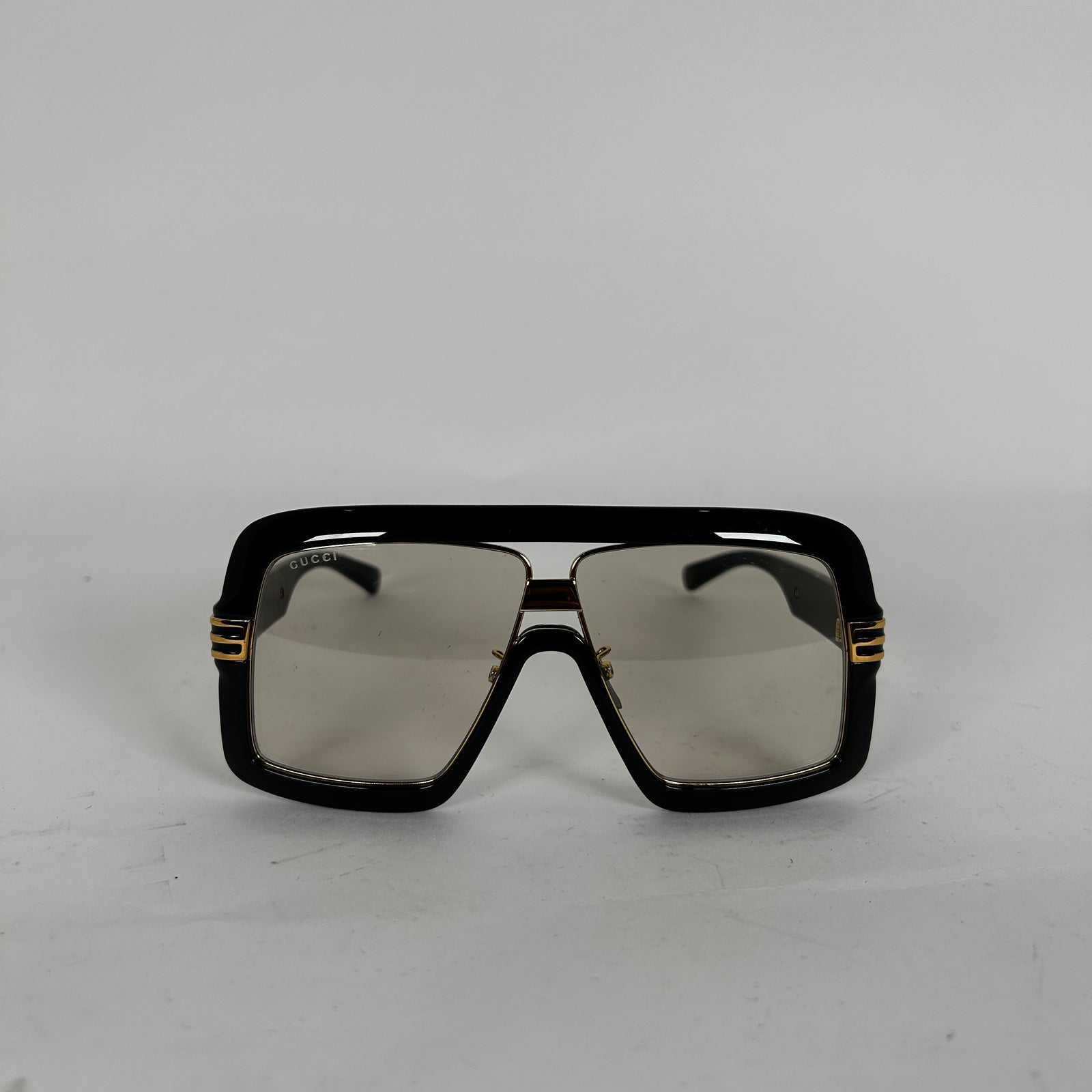 Gucci Black/Gold Square Aviator Sunglasses