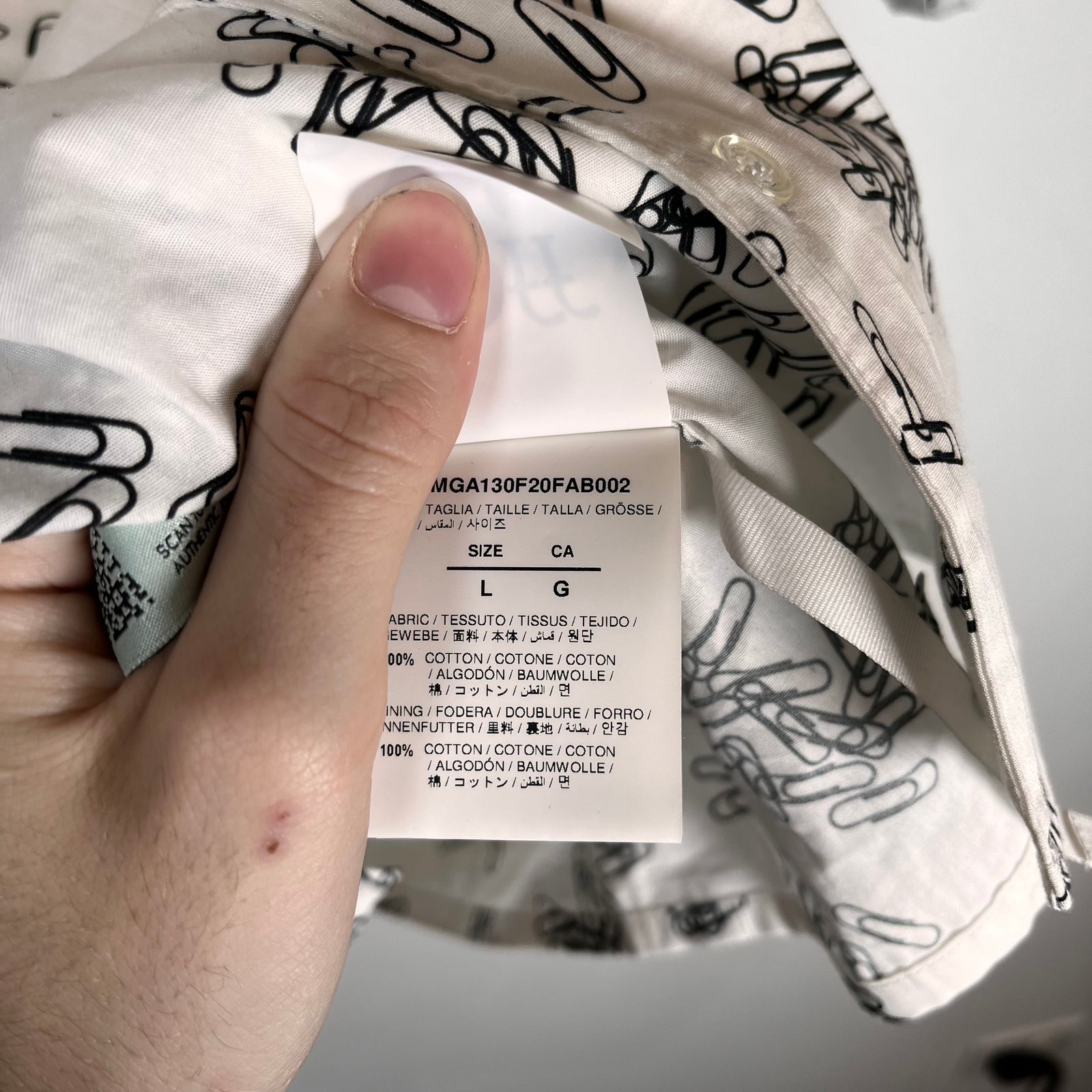 Off-White Paper Clip Button Up Shirt Size L