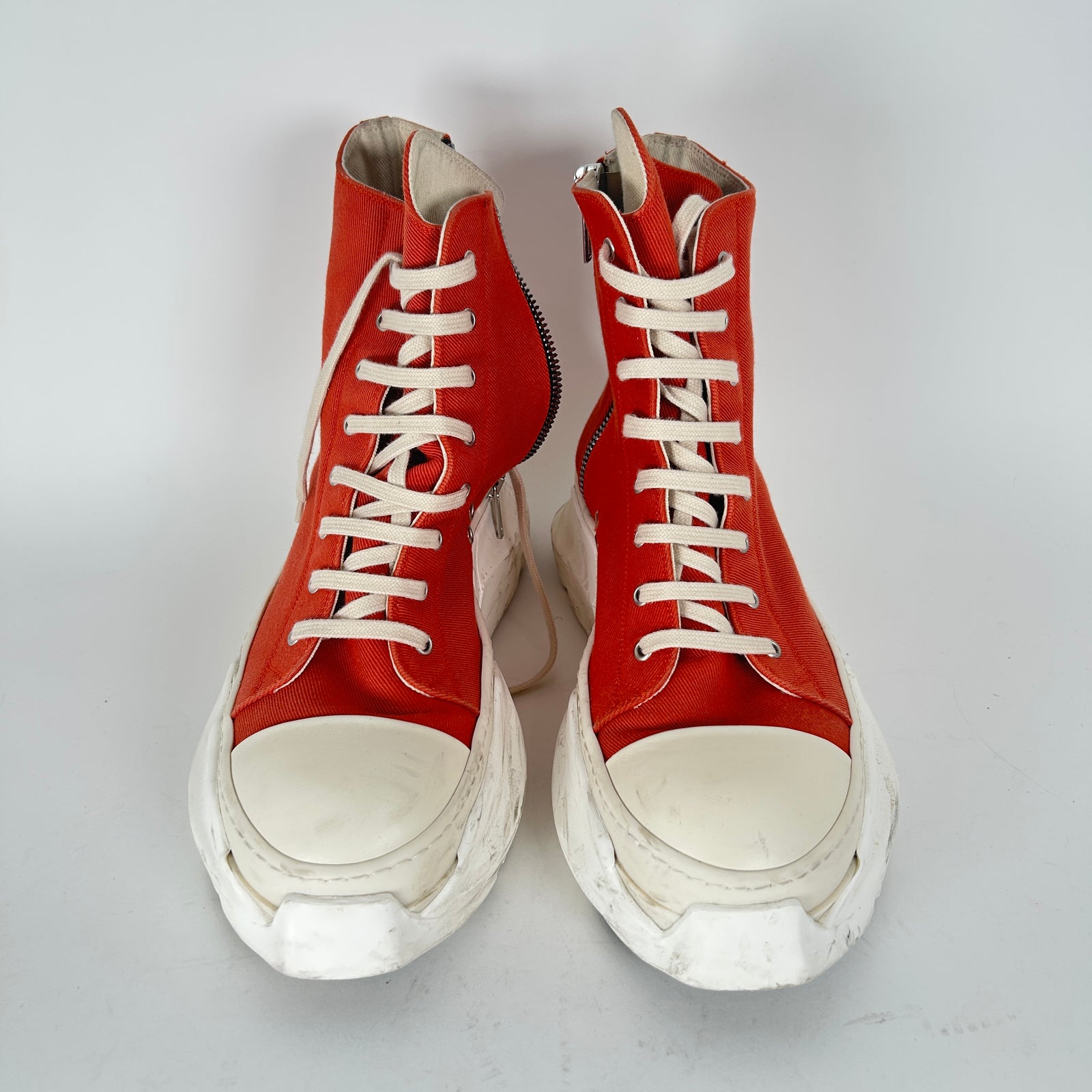 Rick Owens Orange Abstract High-Top Sneaker Size 45