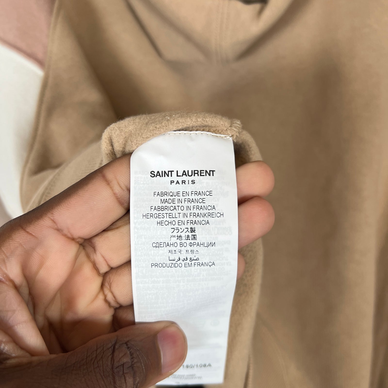 Saint Laurent Beige Logo Hoodie Size XXL