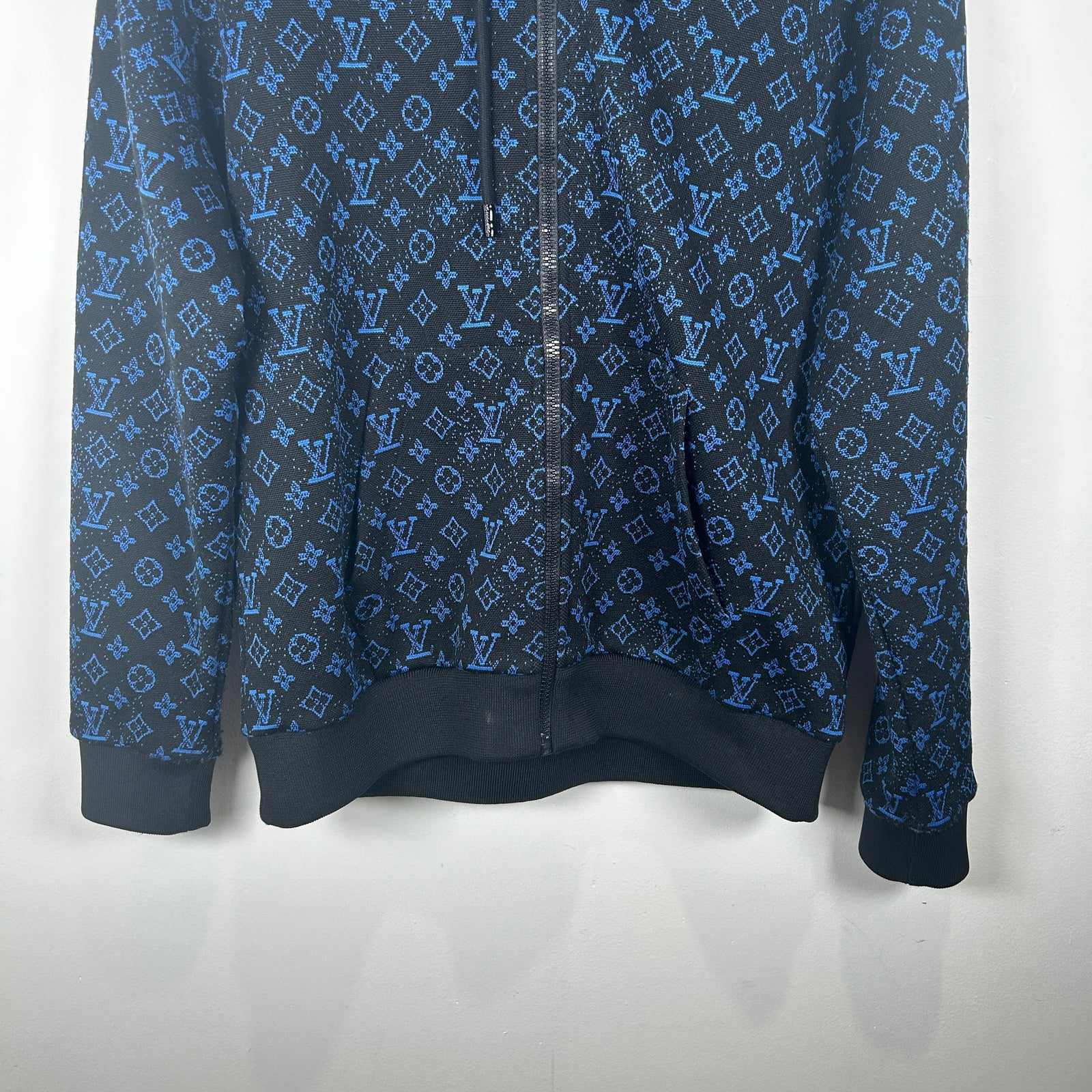 Louis Vuitton Blue/Black Monogram Zip Up Hoodie Size S