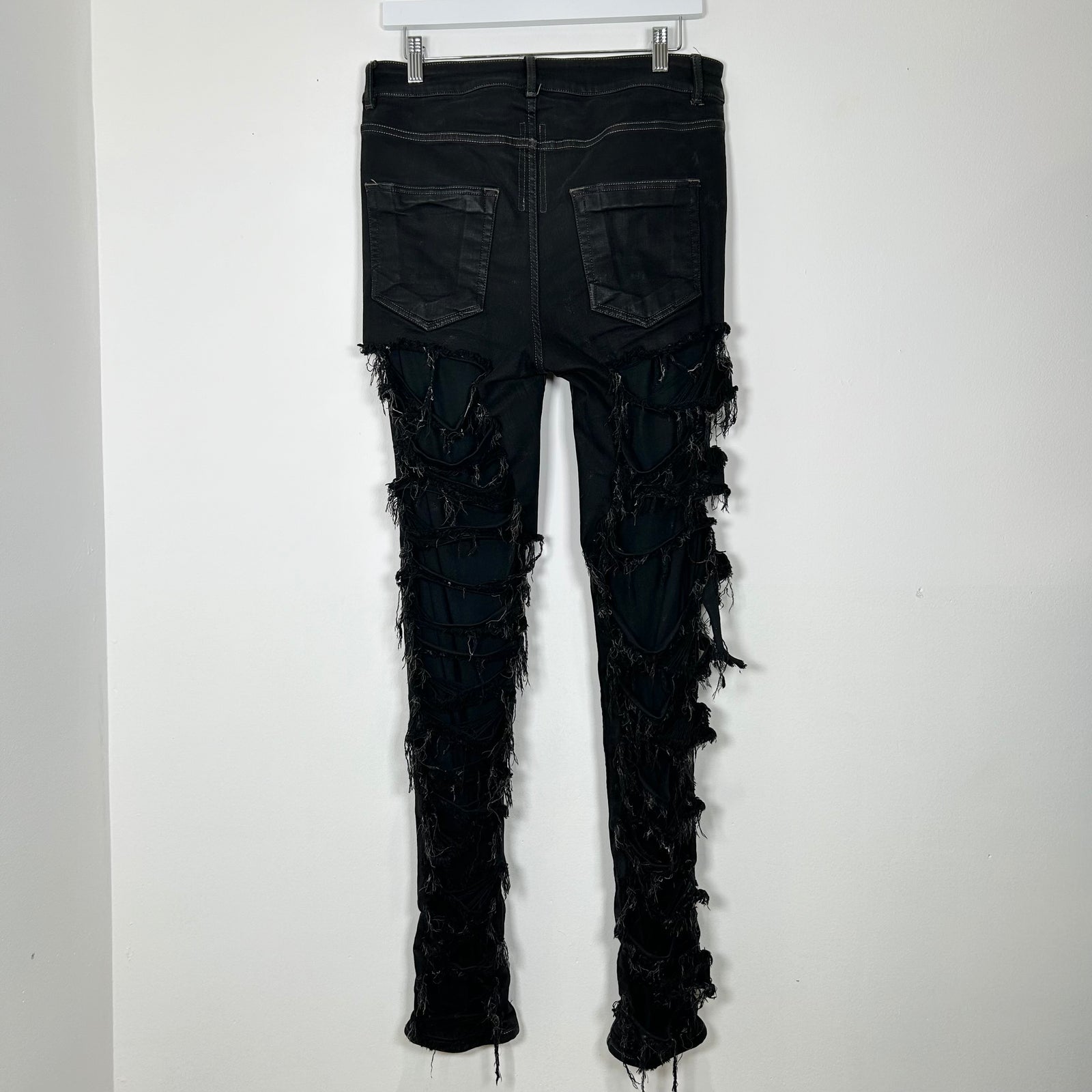 Rick Owens Tyrone Thrashed Ripped Jeans Black Size 32