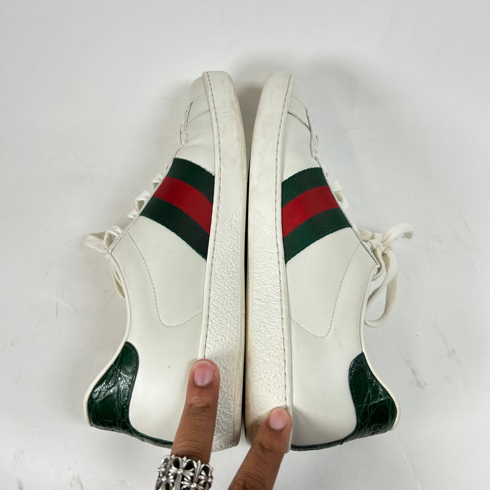 Gucci White Web Ace Sneaker Size GG 8.5