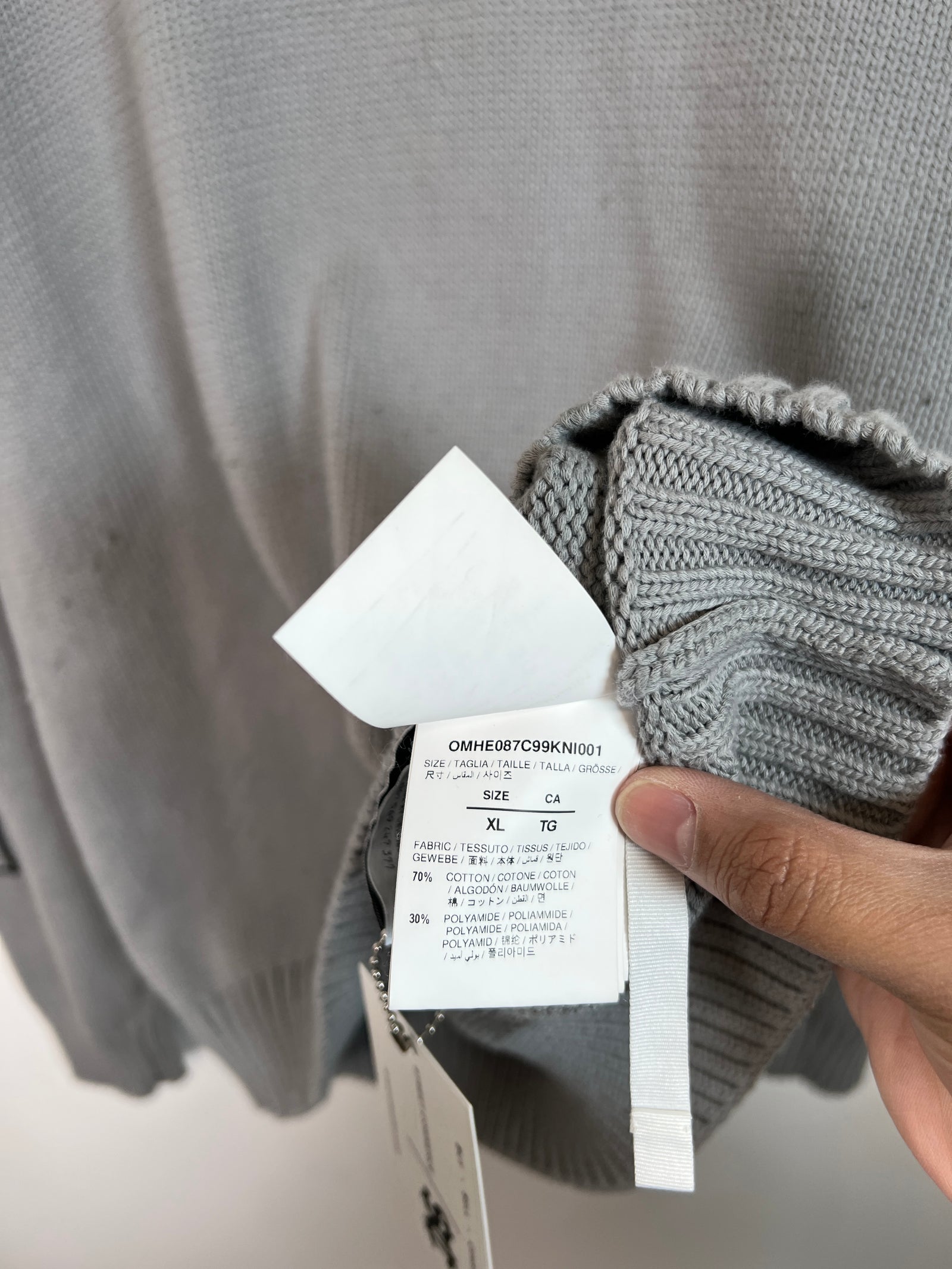 Off-White Knit Sweater Grey Stripes Size XL