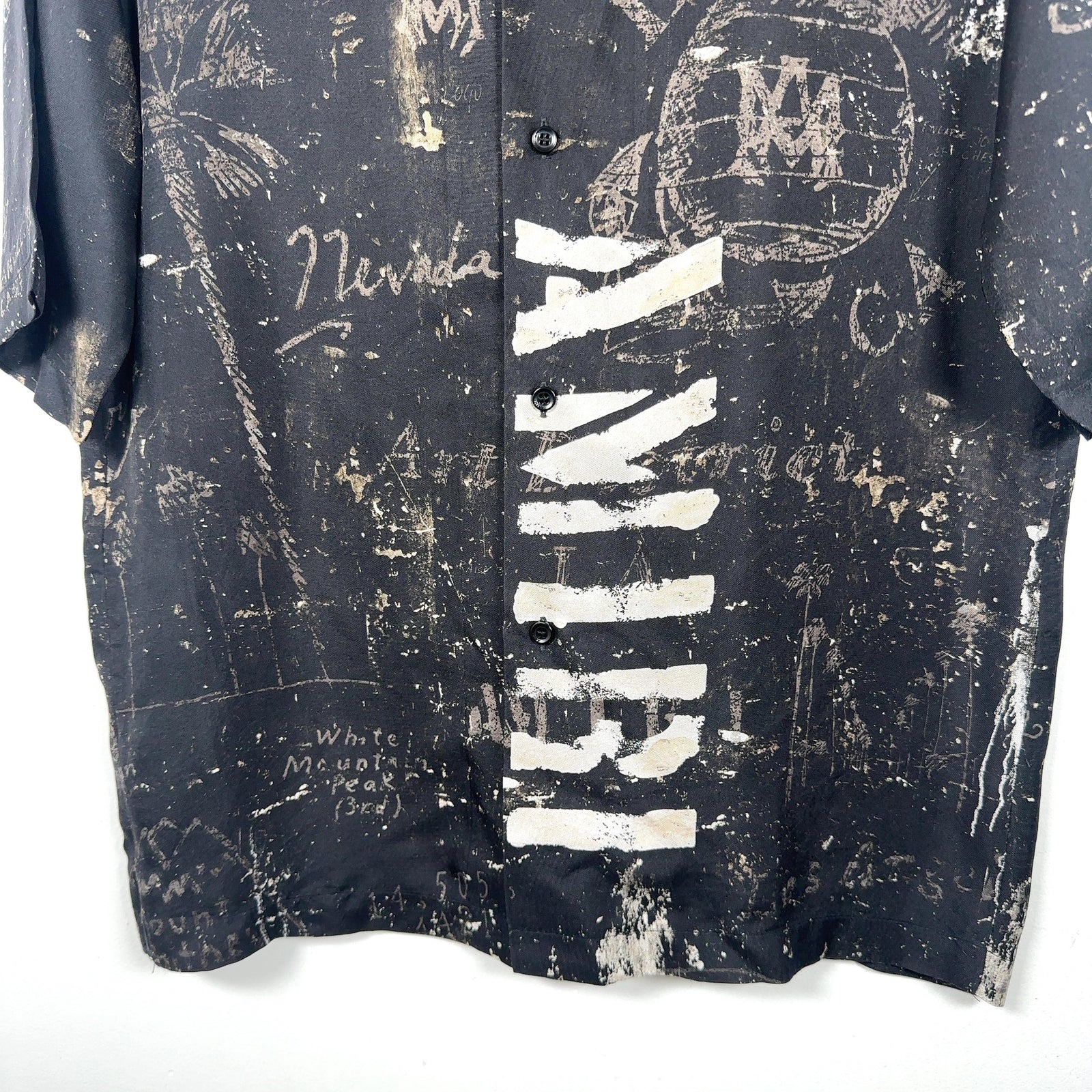 Amiri Army Stencil Silk Button-Up Shirt