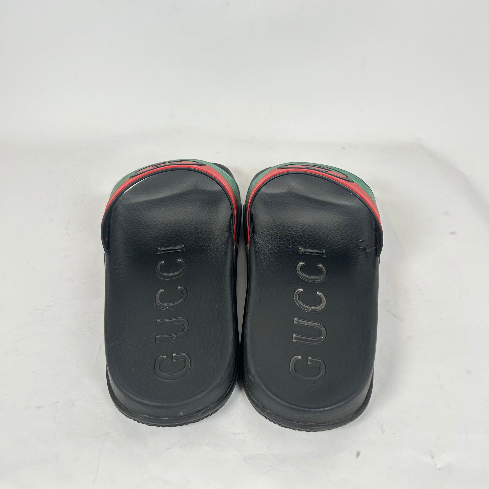 Gucci Red/Green Striped GG Rubber Slides Size GG 7